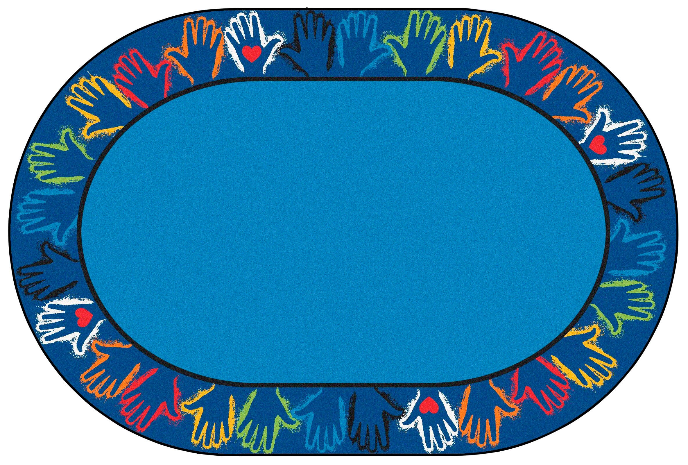CARPETS FOR KIDS - PREMIUM HANDS TOGETHER - OVAL - 6 FT X 9 FT - SPECIFY CARPET COLOR