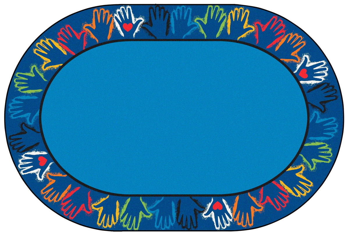 CARPETS FOR KIDS - PREMIUM HANDS TOGETHER - OVAL - 6 FT X 9 FT - SPECIFY CARPET COLOR