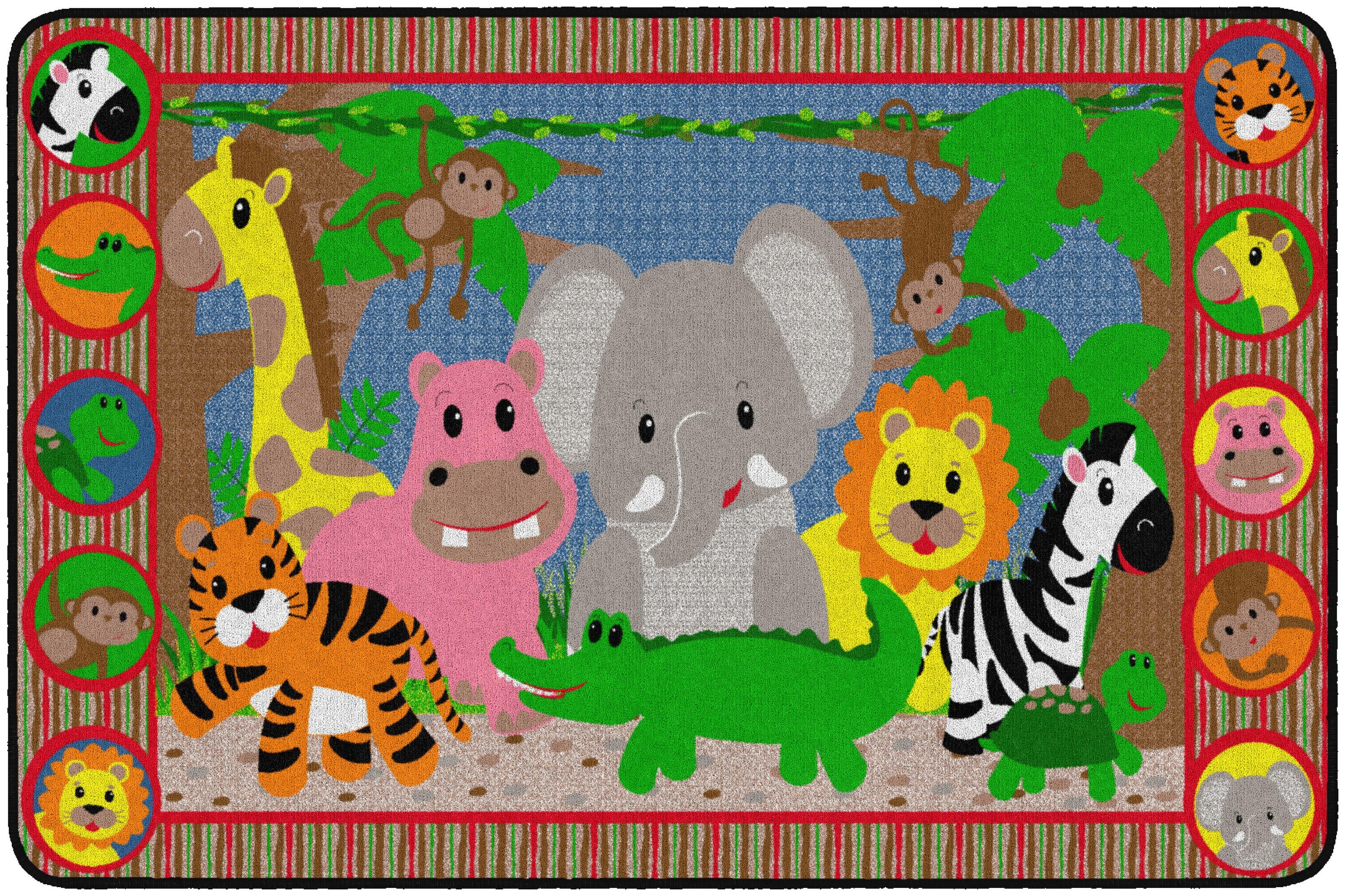 FLAGSHIP CARPETS - JUNGLE MATCHING FUN - RECTANGLE - 4 FT X 6 FT - SPECIFY CARPET COLOR