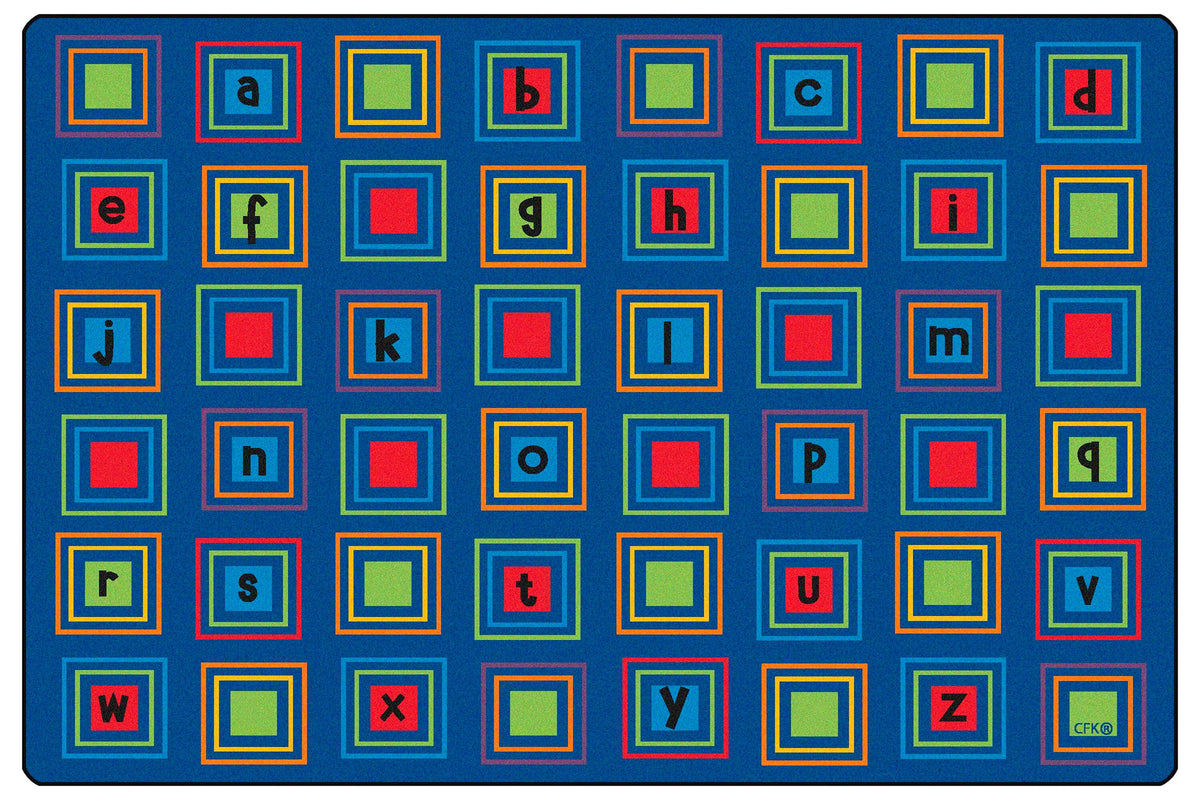 CARPETS FOR KIDS - PREMIUM LITERACY SQUARES - RECTANGLE - 6 FT X 9 FT - SPECIFY CARPET COLOR
