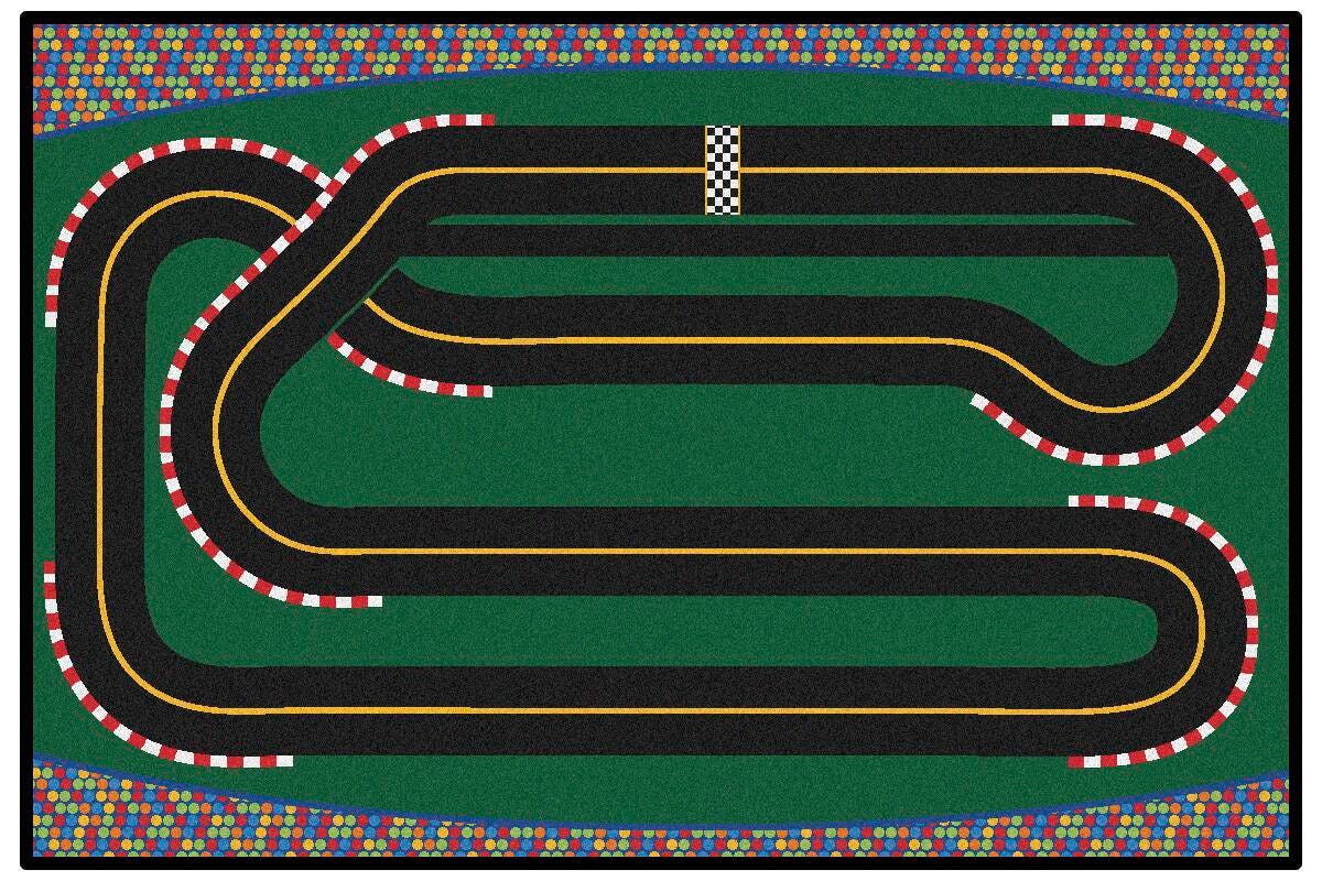 CARPETS FOR KIDS - KIDSVALUE SUPER SPEEDWAY RACETRACK - RECTANGLE - 3 FT X 4 FT 6 IN - SPECIFY CARPET COLOR