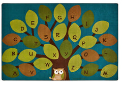 CARPETS FOR KIDS - PREMIUM OWL-PHABET TREE - RECTANGLE - 4 FT X 6 FT - SPECIFY CARPET COLOR