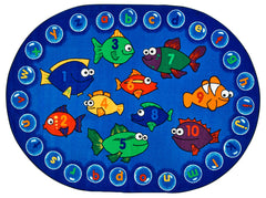 CARPETS FOR KIDS - PREMIUM FISHING FOR LITERACY - OVAL - 6 FT X 9 FT - SPECIFY CARPET COLOR
