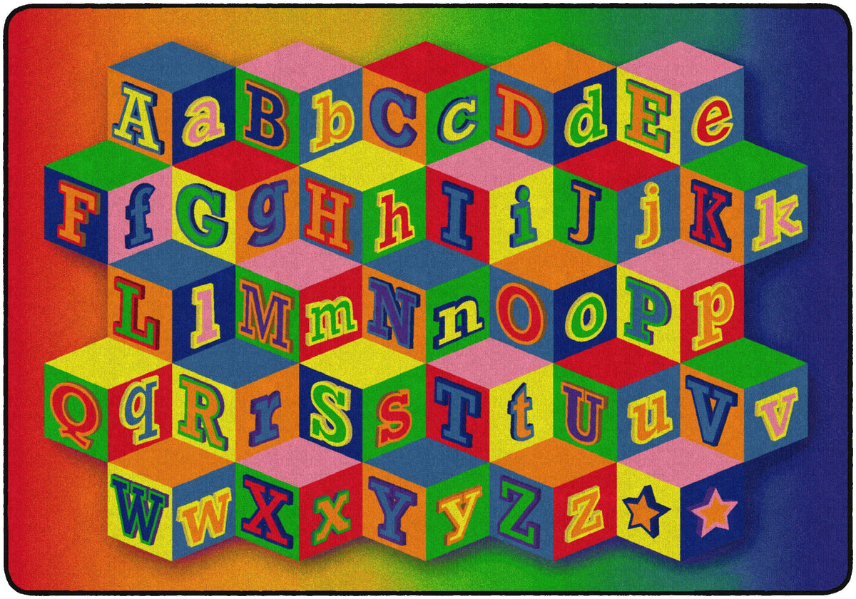 FLAGSHIP CARPETS - KALEIDOSCOPE BLOCKS - RECTANGLE - 6 FT X 8 FT 4 IN - SPECIFY CARPET COLOR