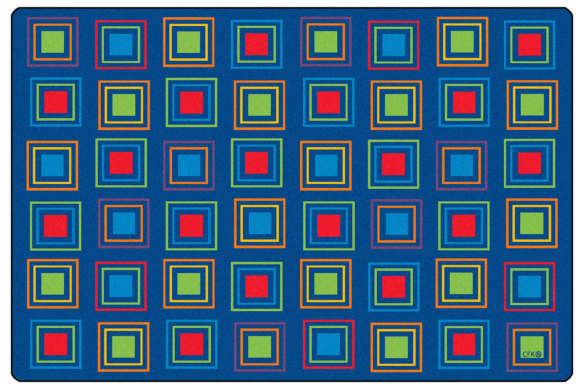 CARPETS FOR KIDS - PREMIUM PRIMARY SQUARES SEATING - RECTANGLE - 4 FT X 6 FT - SPECIFY CARPET COLOR