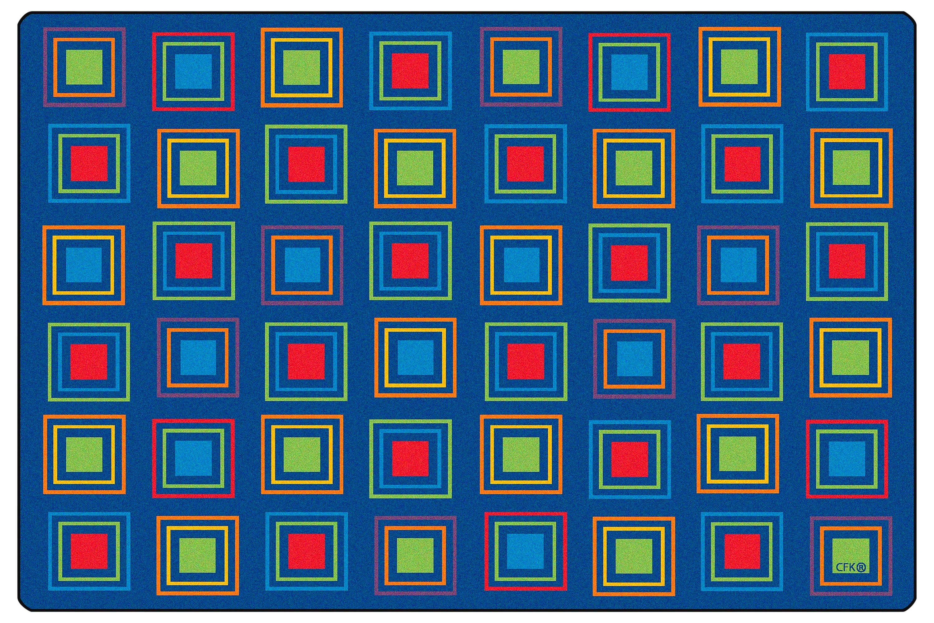 CARPETS FOR KIDS - PREMIUM PRIMARY SQUARES SEATING - RECTANGLE - 6 FT X 9 FT - SPECIFY CARPET COLOR