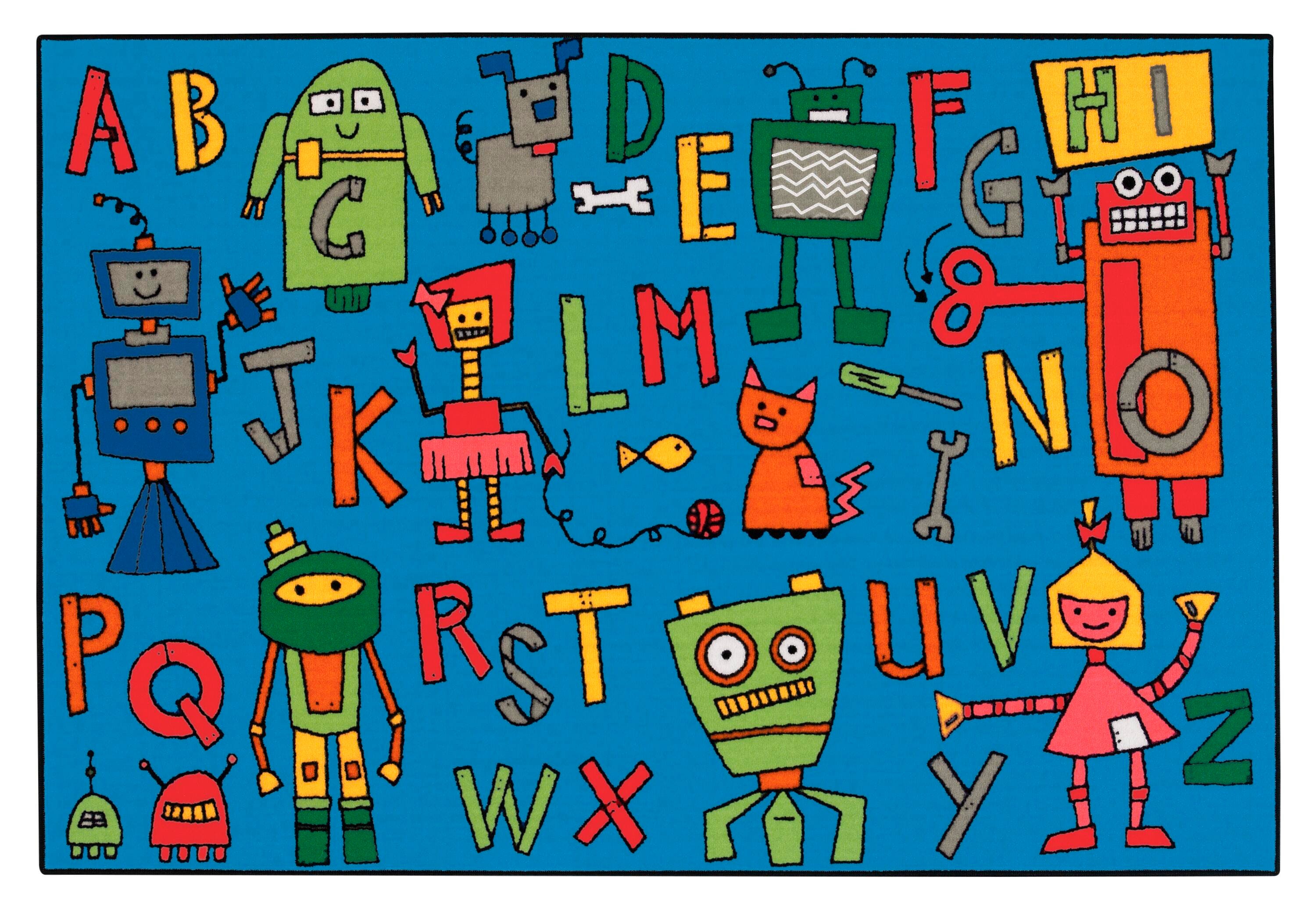 CARPETS FOR KIDS - KIDSVALUE READING ROBOTS - RECTANGLE - 3 FT X 4 FT 6 IN - SPECIFY CARPET COLOR