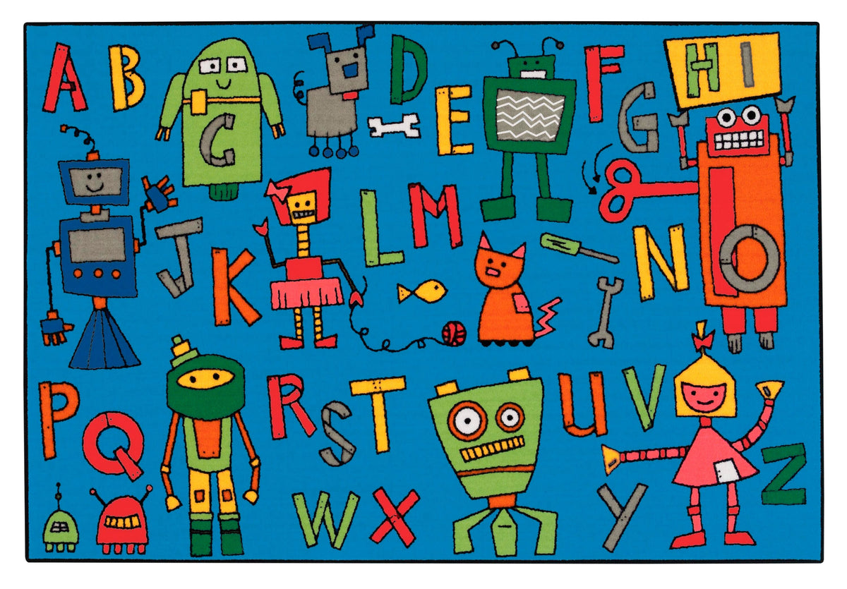 CARPETS FOR KIDS - KIDSVALUE READING ROBOTS - RECTANGLE - 3 FT X 4 FT 6 IN - SPECIFY CARPET COLOR