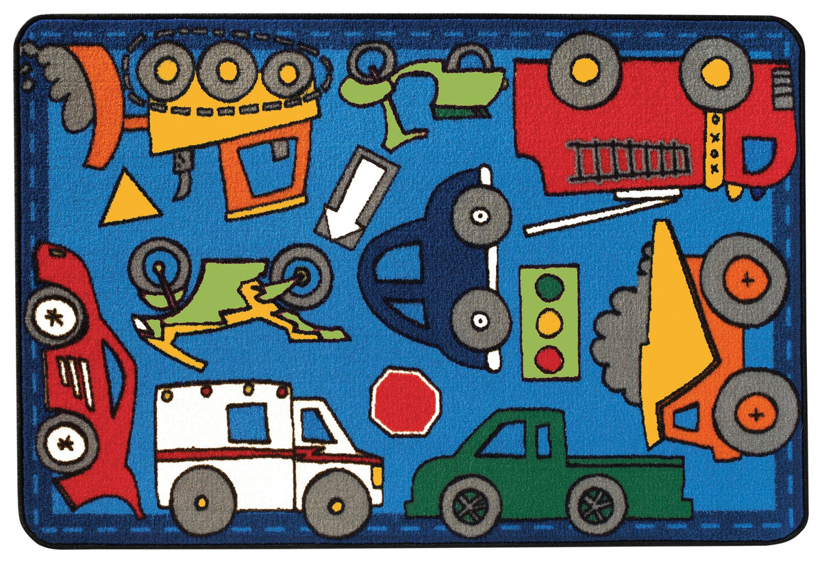 CARPETS FOR KIDS - KIDSVALUE WHEELS ON THE GO - RECTANGLE - 4 FT X 6 FT - SPECIFY CARPET COLOR