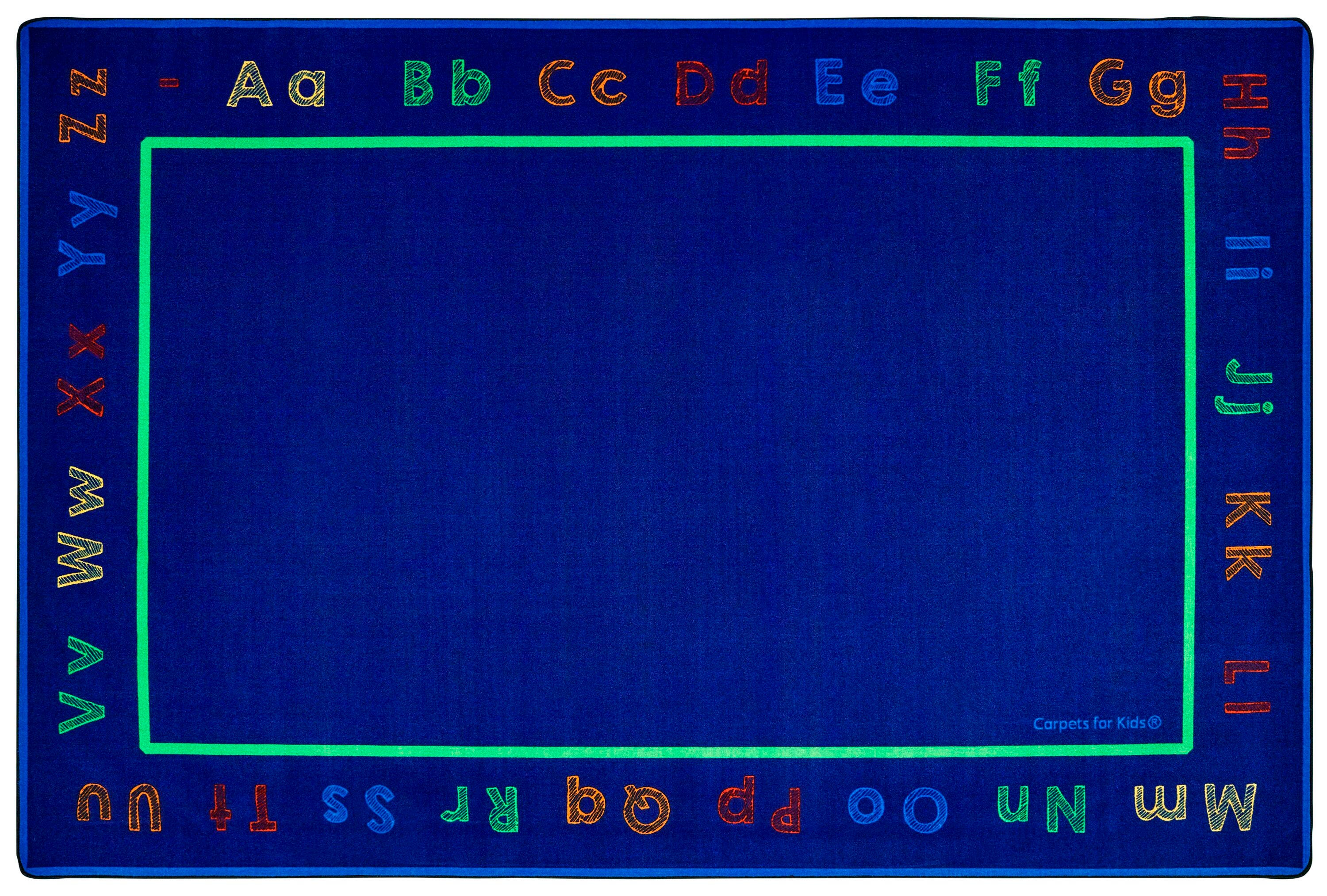CARPETS FOR KIDS - PREMIUM CHALK AND PLAY LITERACY - RECTANGLE - 6 FT X 9 FT - SPECIFY CARPET COLOR