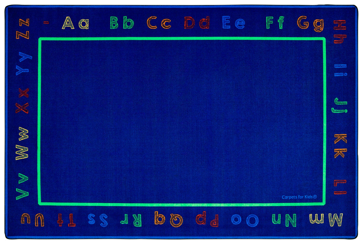 CARPETS FOR KIDS - PREMIUM CHALK AND PLAY LITERACY - RECTANGLE - 6 FT X 9 FT - SPECIFY CARPET COLOR