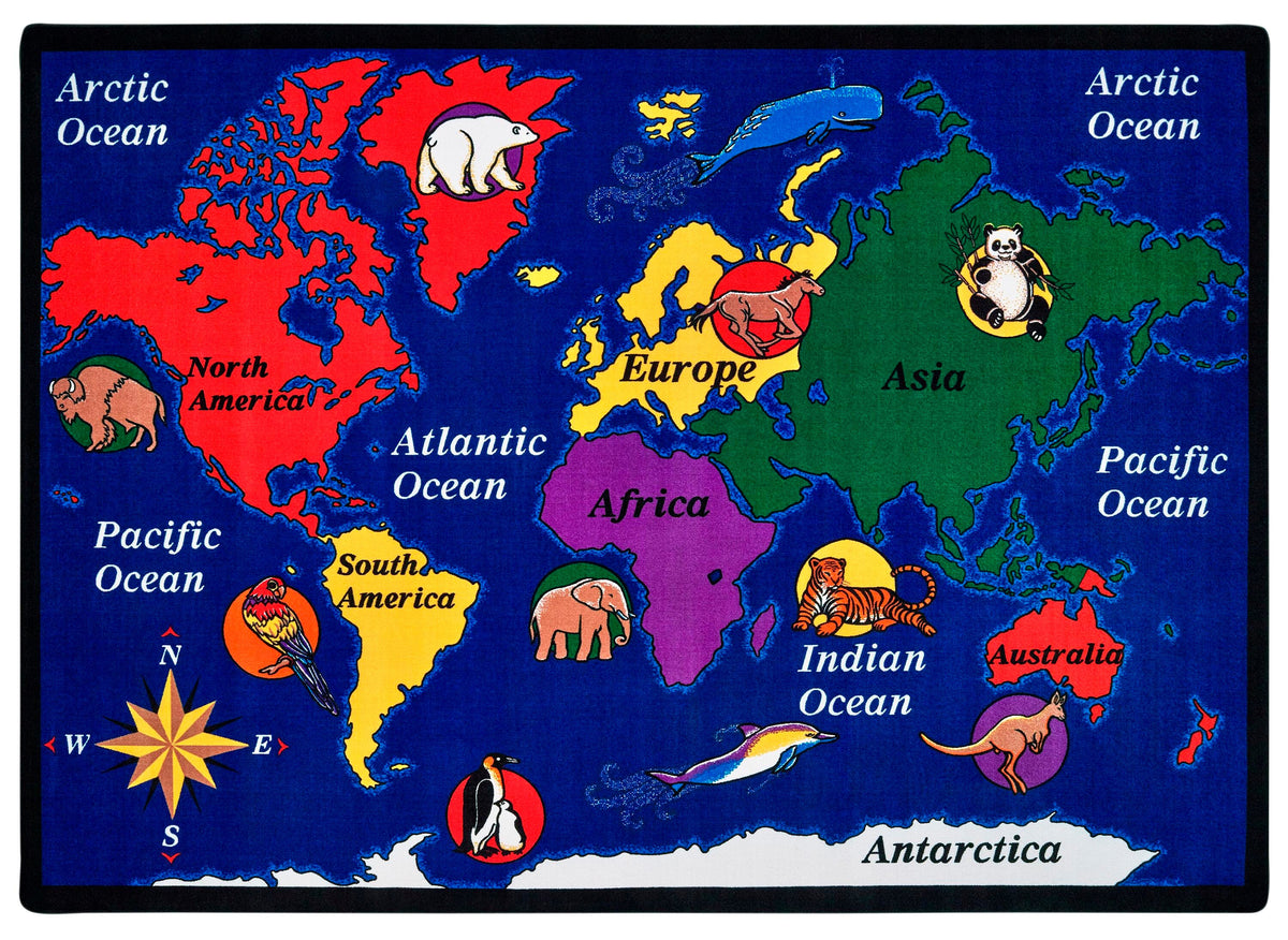 CARPETS FOR KIDS - PREMIUM WORLD EXPLORER - RECTANGLE - 4 FT 5 IN X 5 FT 10 IN - SPECIFY CARPET COLOR