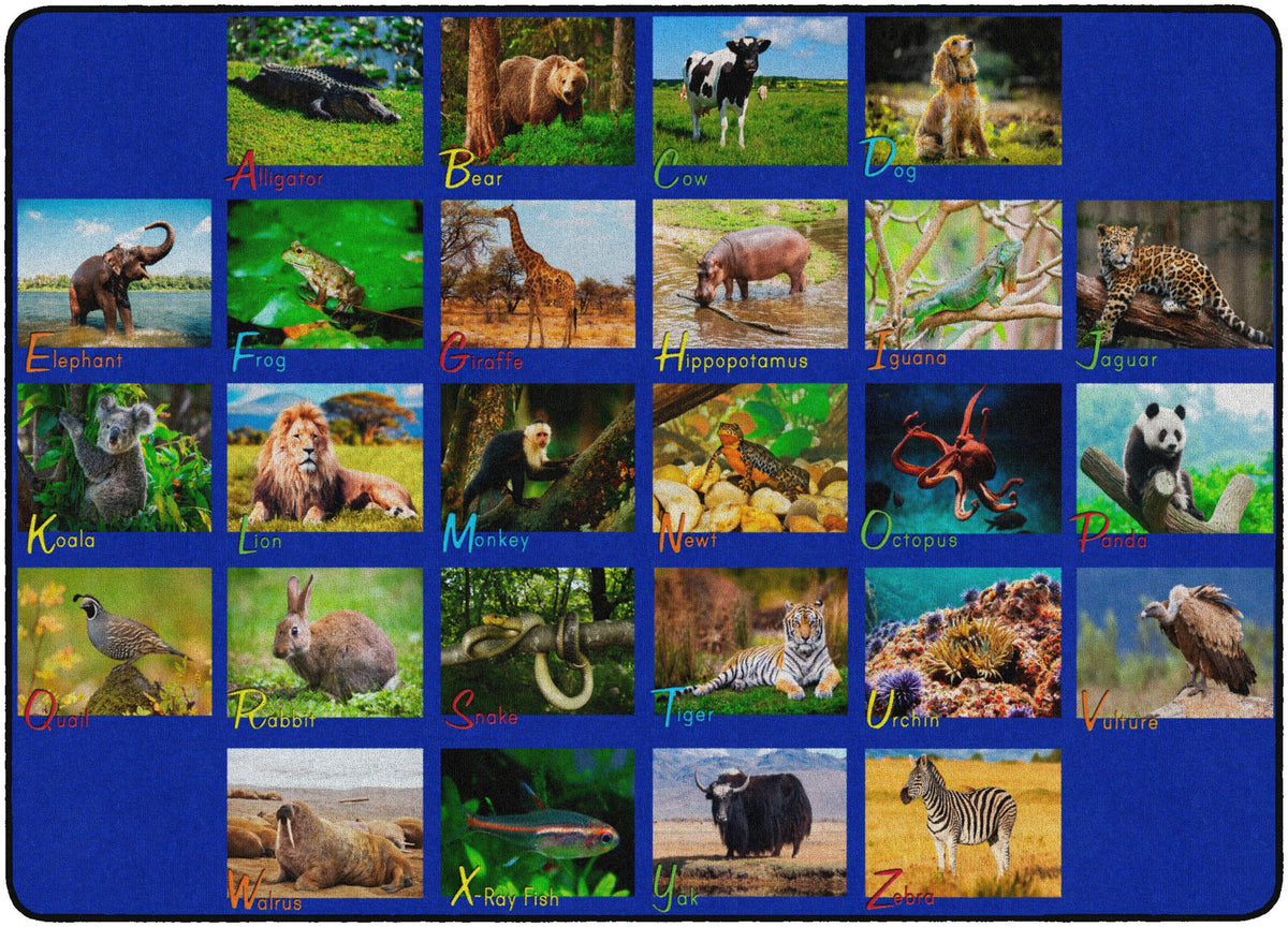 FLAGSHIP CARPETS - ALPHABET ANIMALS - RECTANGLE - 6 FT X 8 FT 4 IN - SPECIFY CARPET COLOR