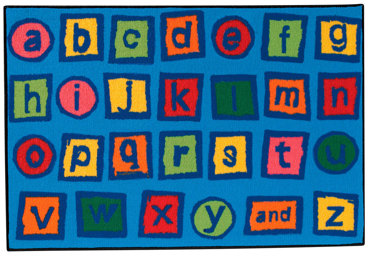 CARPETS FOR KIDS - KIDSVALUE ALPHABET BLOCKS - RECTANGLE - 3 FT X 4 FT 6 IN - SPECIFY CARPET COLOR