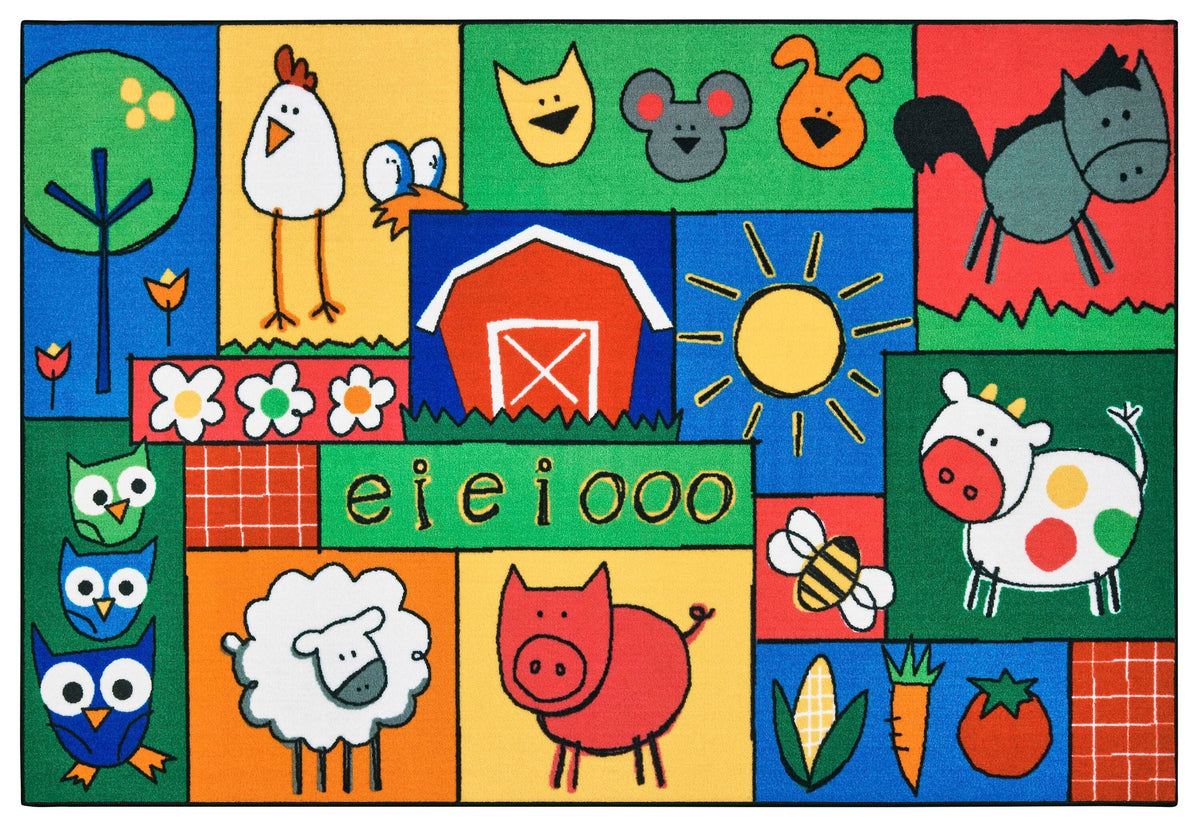 CARPETS FOR KIDS - KIDSVALUE OLD MACDONALDS FARM - RECTANGLE - 4 FT X 6 FT - SPECIFY CARPET COLOR