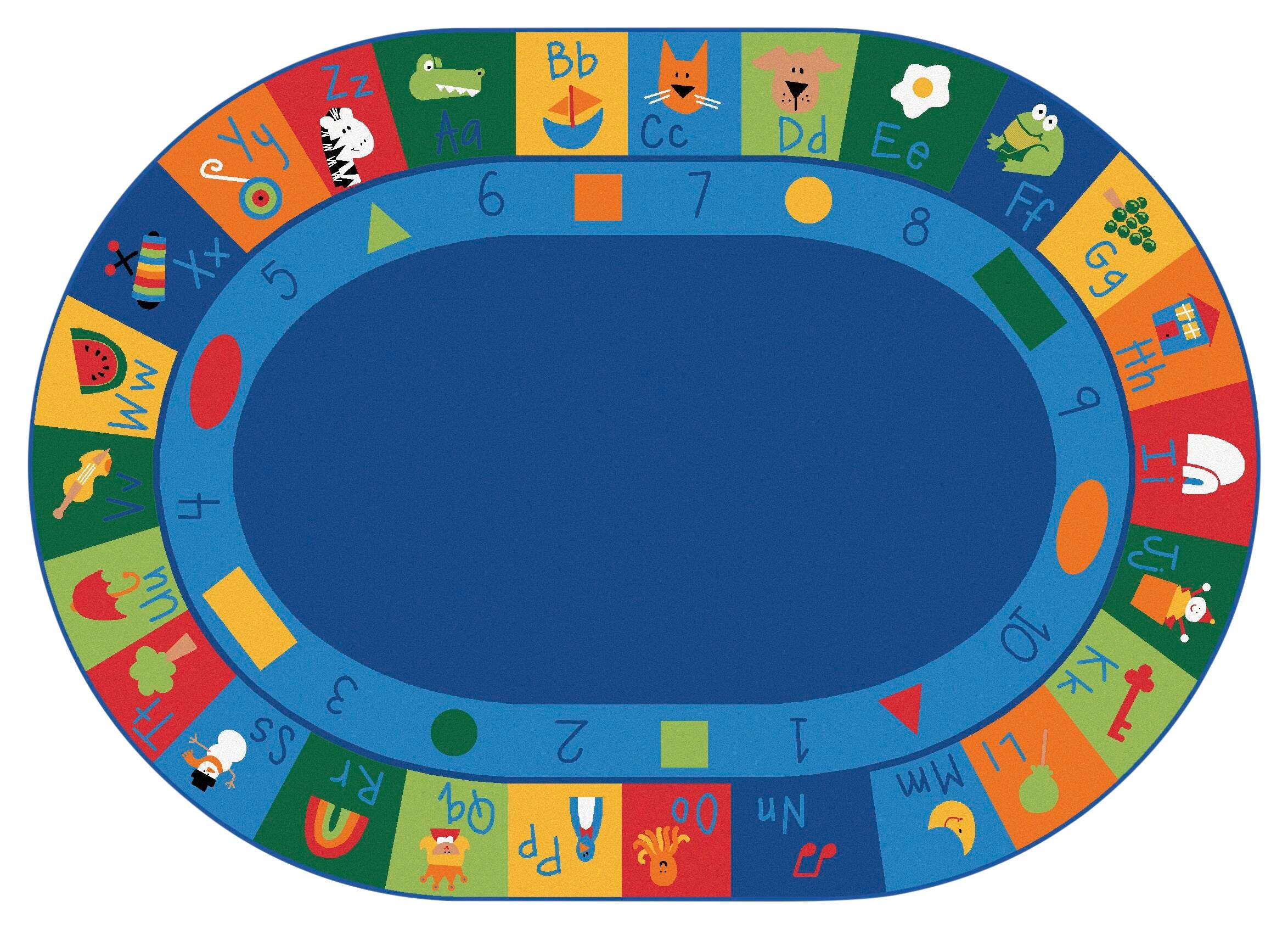 CARPETS FOR KIDS - PREMIUM LEARNING BLOCKS - OVAL - 6 FT X 9 FT - SPECIFY CARPET COLOR