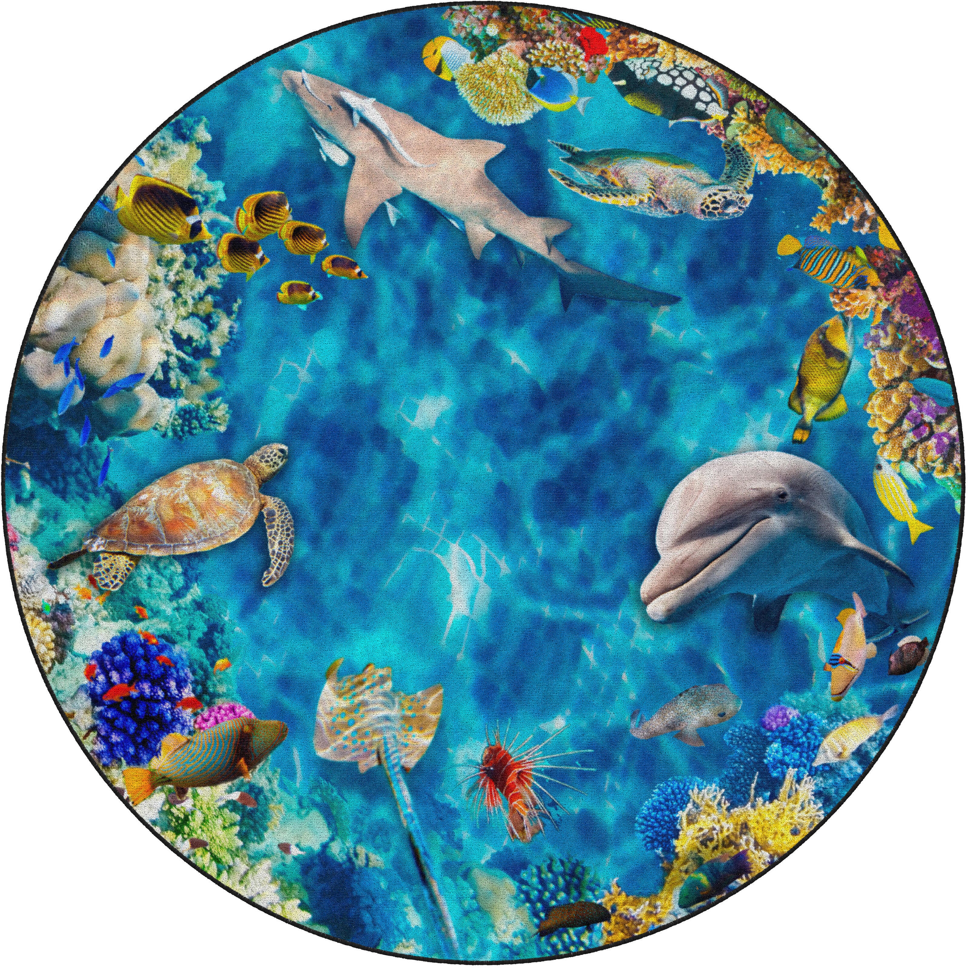 FLAGSHIP CARPETS - INTO THE SEA - ROUND - 6 FT DIA - SPECIFY CARPET COLOR
