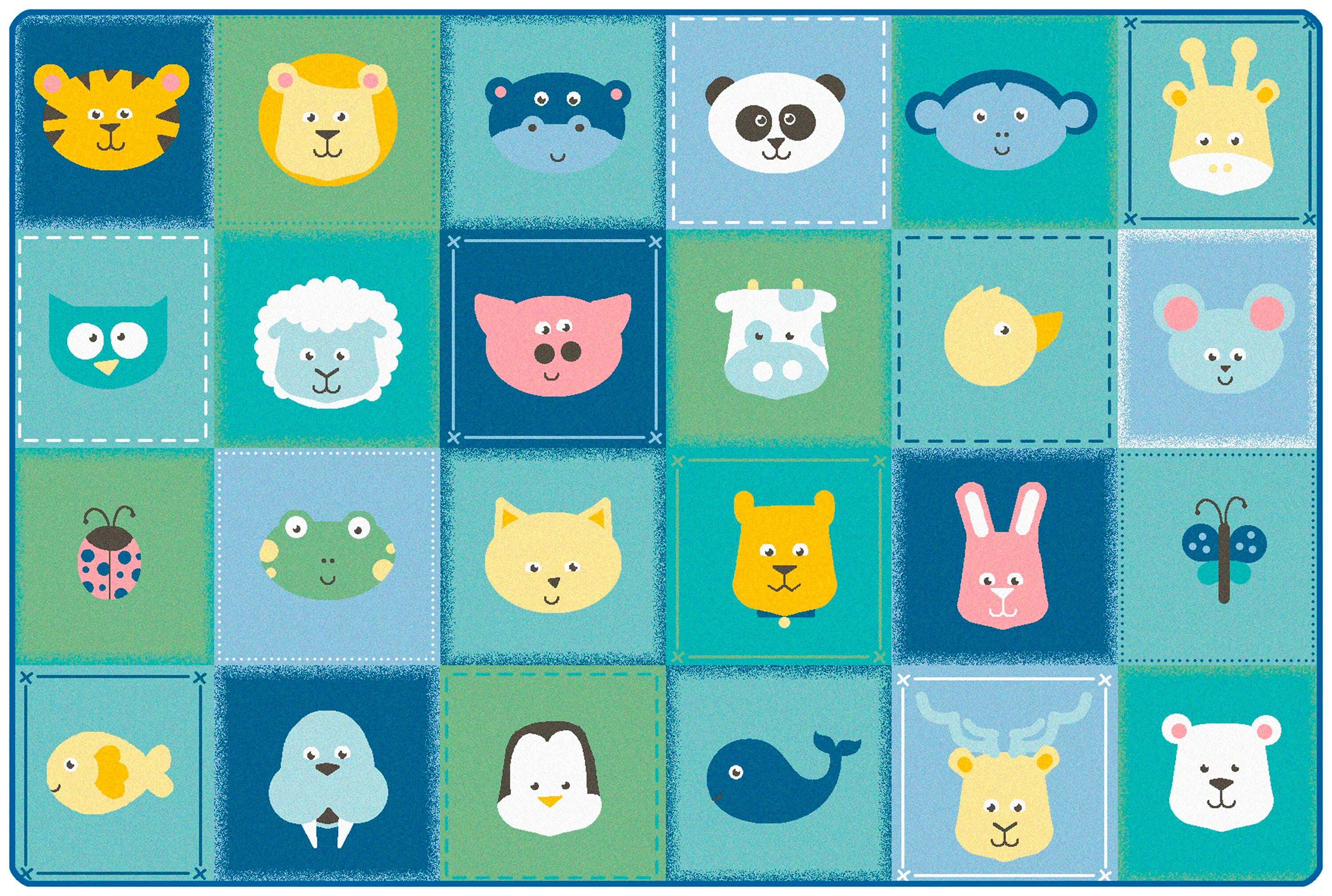 CARPETS FOR KIDS - KIDSOFT ANIMAL PATCHWORK - RECTANGLE - 6 FT X 9 FT - SPECIFY CARPET COLOR