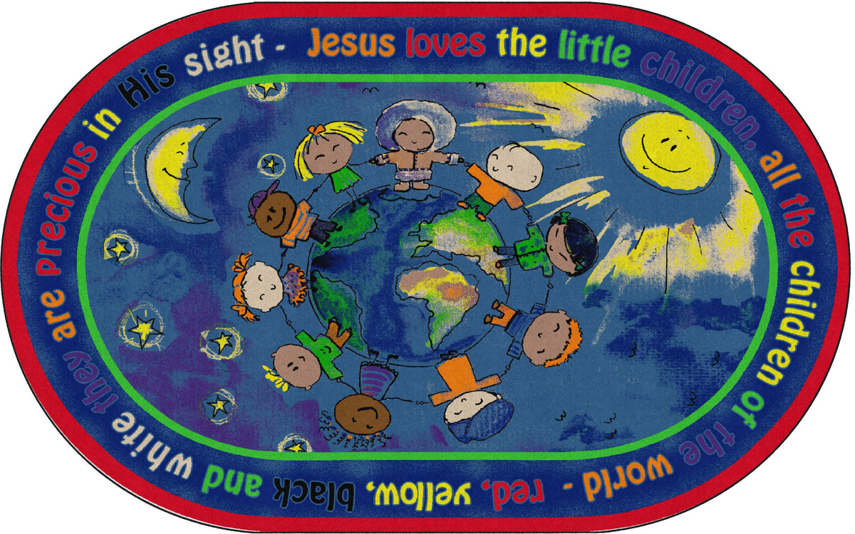 FLAGSHIP CARPETS - ALL THE LITTLE CHILDREN - OVAL - 6 FT X 8 FT 4 IN - SPECIFY CARPET COLOR