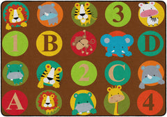 FLAGSHIP CARPETS - ABC AND 123 ANIMALS - RECTANGLE - 6 FT X 8 FT 4 IN - SPECIFY NUMBER OF SEATS - SPECIFY CARPET COLOR