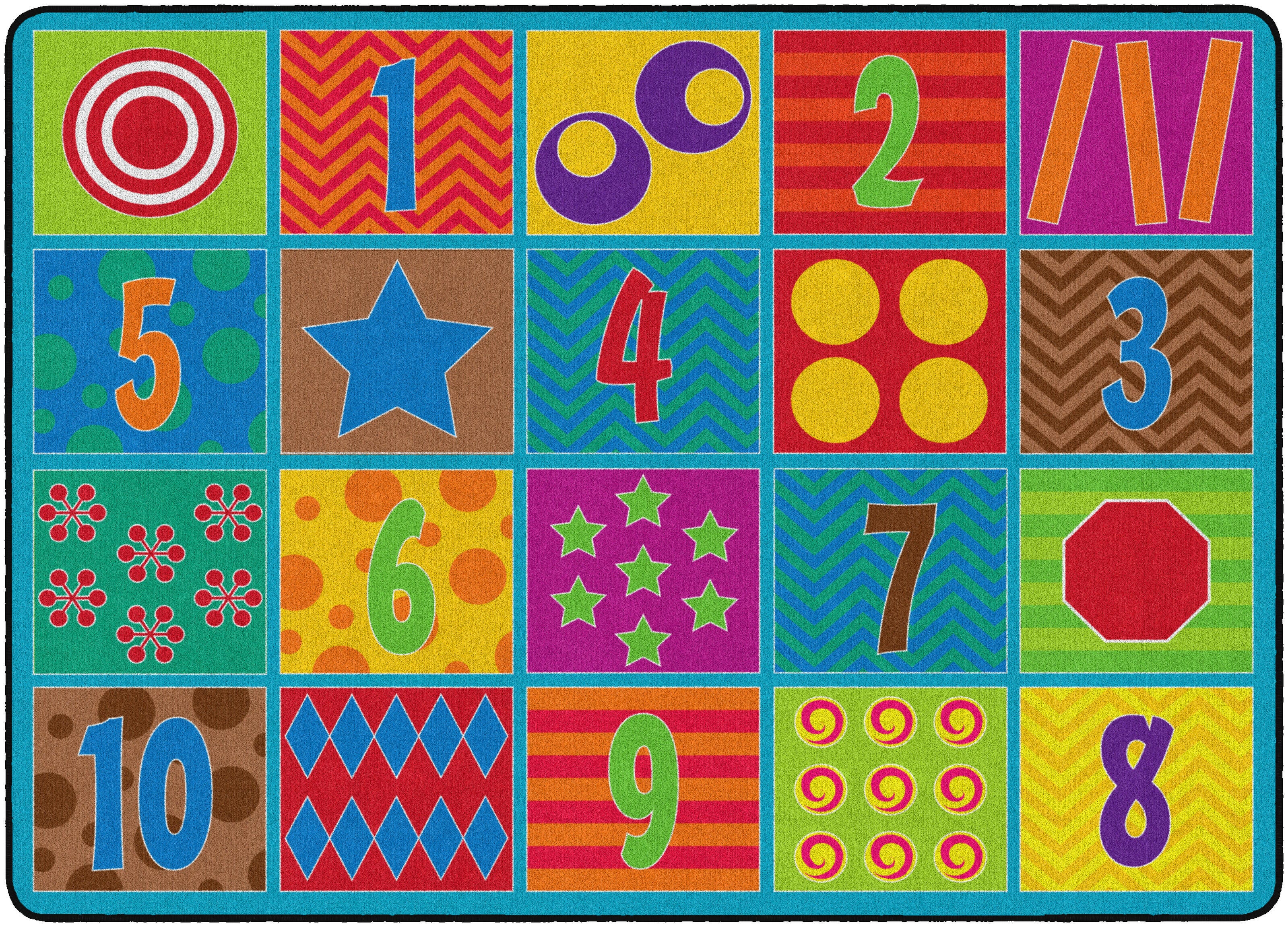 FLAGSHIP CARPETS - COUNTING FUN - RECTANGLE - 6 FT X 8 FT 4 IN - SPECIFY NUMBER OF SEATS - SPECIFY CARPET COLOR