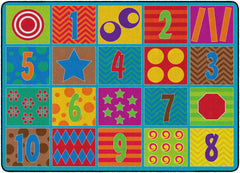 FLAGSHIP CARPETS - COUNTING FUN - RECTANGLE - 6 FT X 8 FT 4 IN - SPECIFY NUMBER OF SEATS - SPECIFY CARPET COLOR
