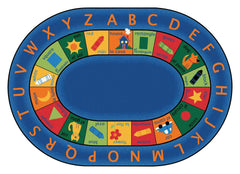 CARPETS FOR KIDS - PREMIUM BILINGUAL CIRCLETIME - OVAL - 6 FT 9 IN X 9 FT 5 IN - SPECIFY CARPET COLOR