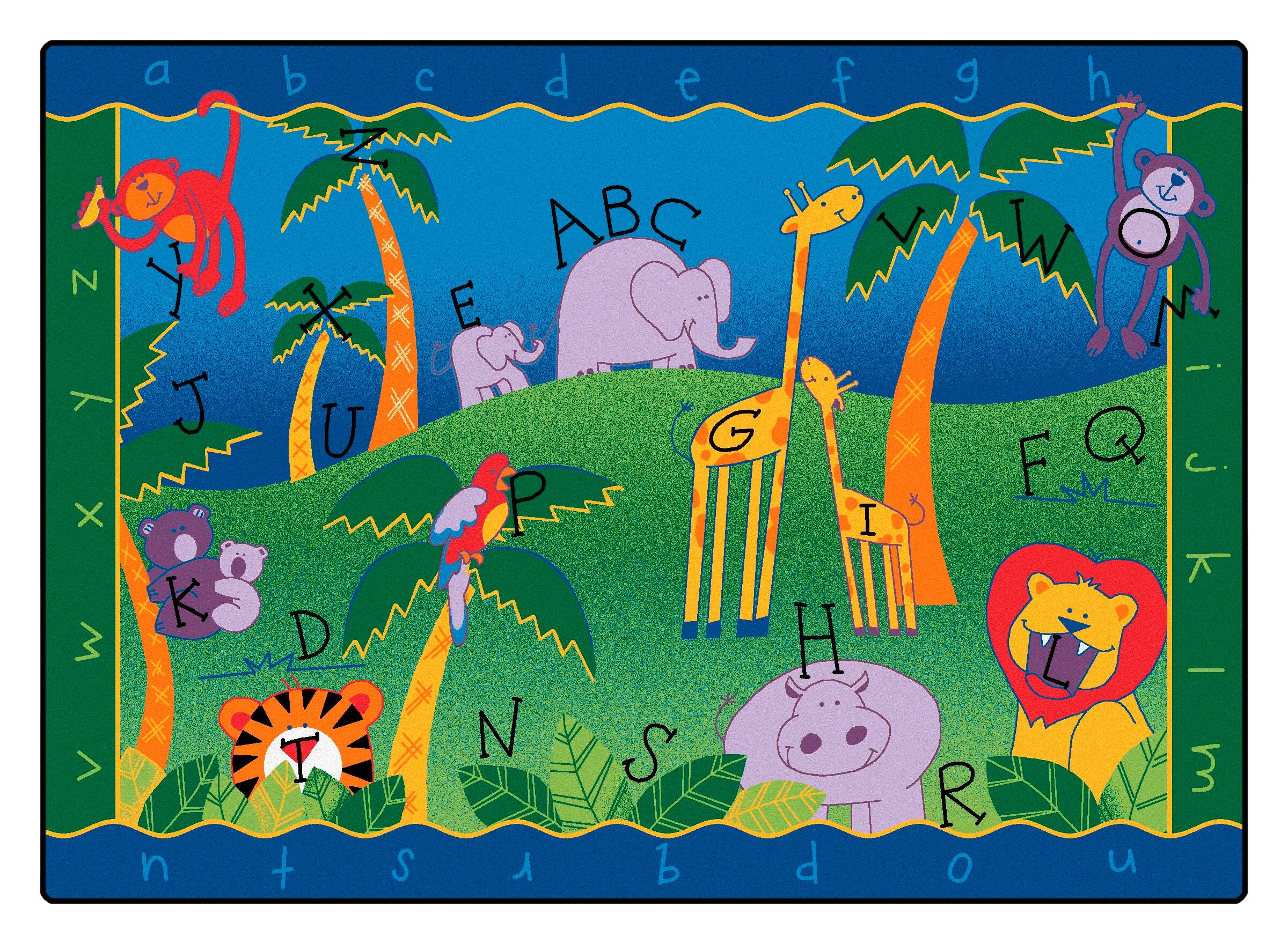 CARPETS FOR KIDS - PREMIUM ALPHABET JUNGLE - RECTANGLE - 5 FT 10 IN X 8 FT 4 IN - SPECIFY CARPET COLOR