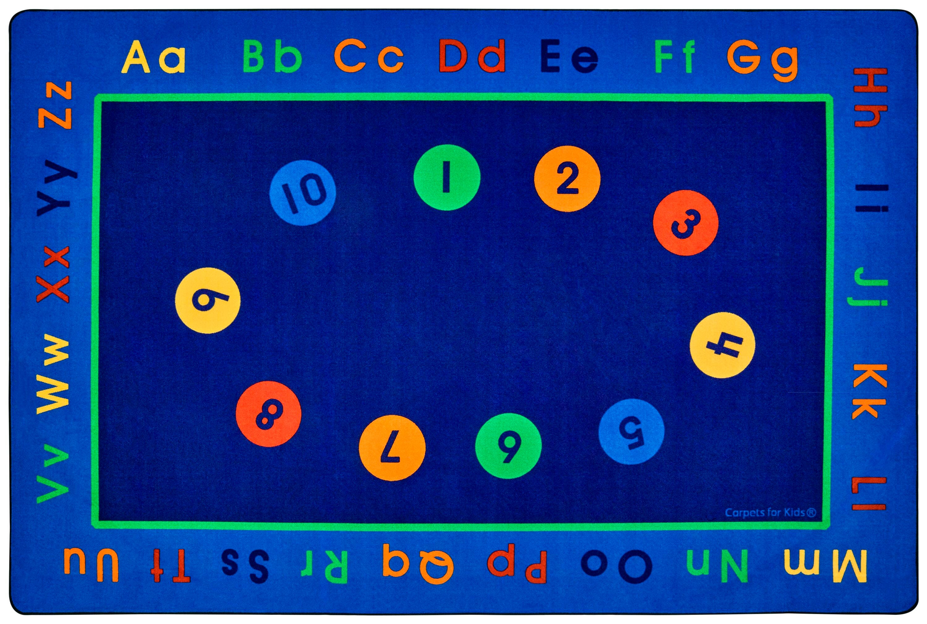 CARPETS FOR KIDS - PREMIUM BASIC CONCEPTS LITERACY - RECTANGLE - 6 FT X 9 FT - SPECIFY CARPET COLOR