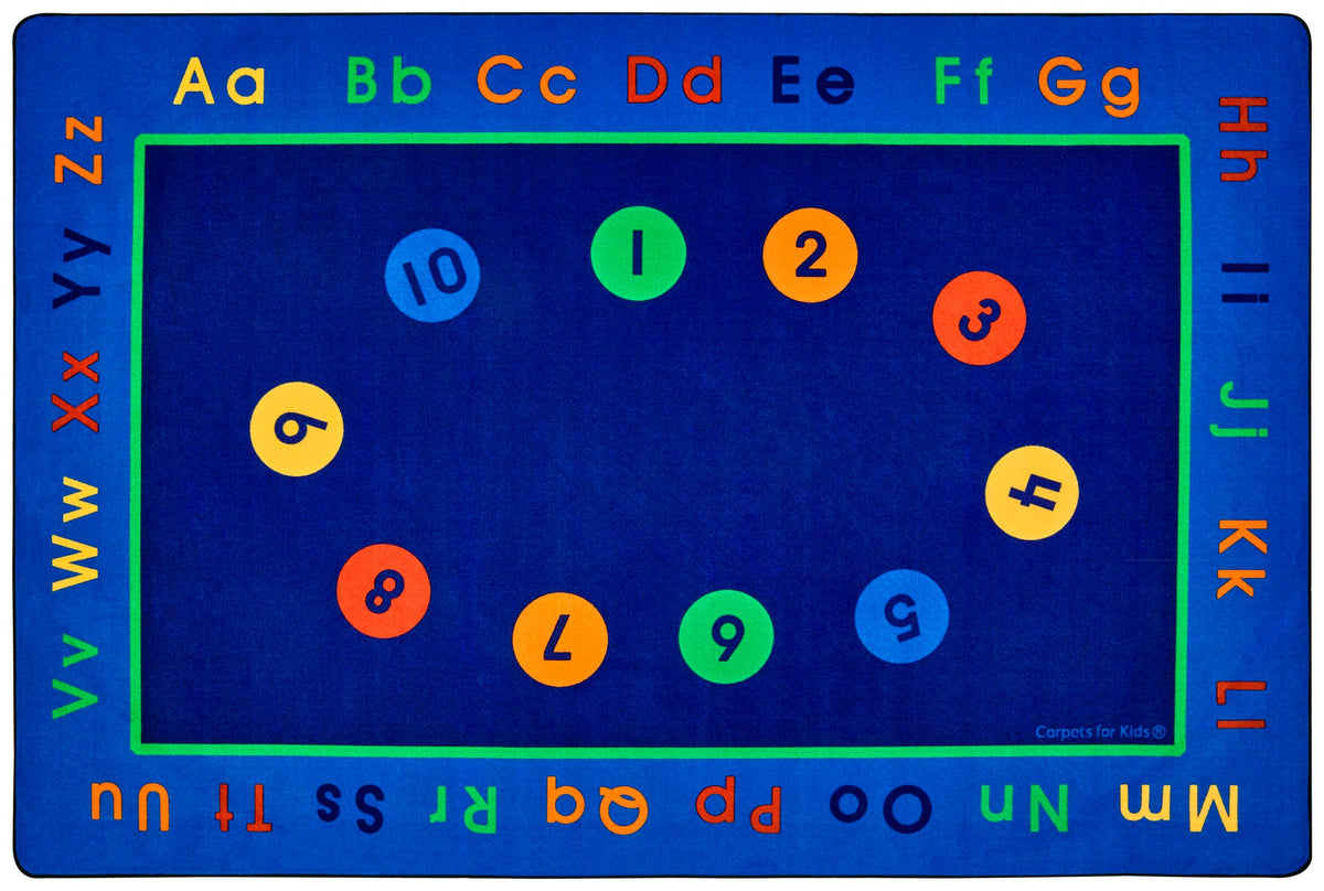 CARPETS FOR KIDS - PREMIUM BASIC CONCEPTS LITERACY - RECTANGLE - 6 FT X 9 FT - SPECIFY CARPET COLOR