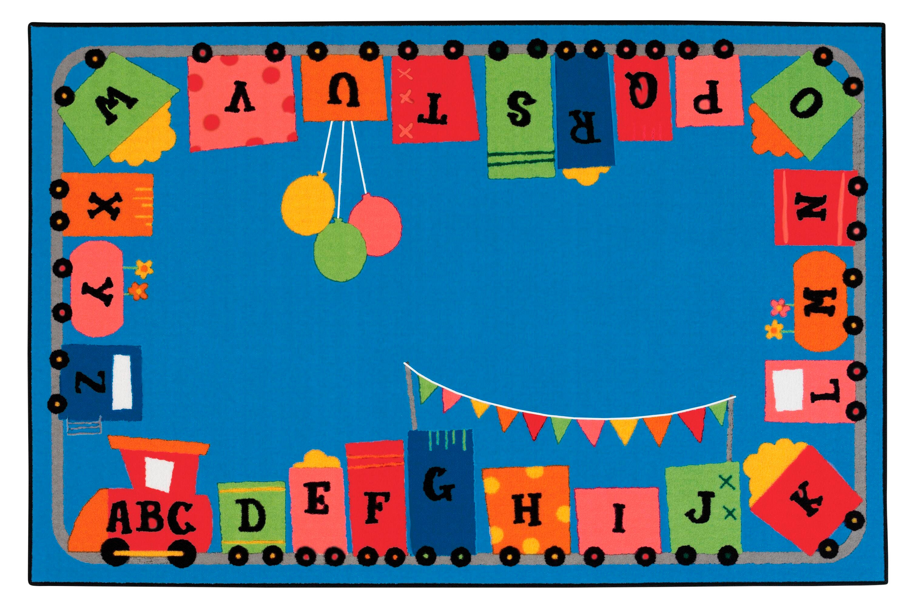 CARPETS FOR KIDS - KIDSVALUE ALPHA FUN TRAIN - RECTANGLE - 4 FT X 6 FT - SPECIFY CARPET COLOR