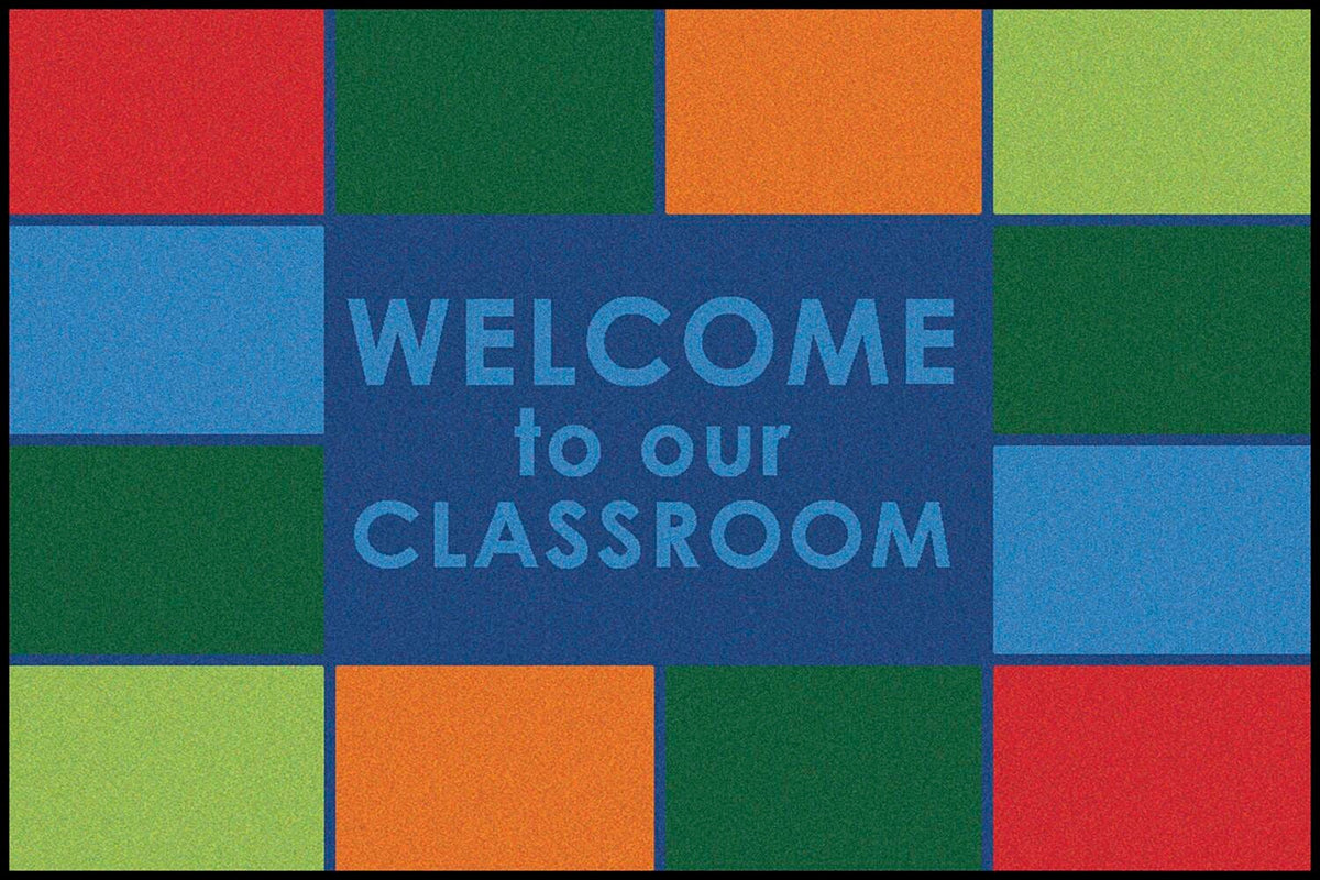 CARPETS FOR KIDS - KIDSVALUE CLASSROOM WELCOME - RECTANGLE - 3 FT X 4 FT 6 IN - SPECIFY CARPET COLOR