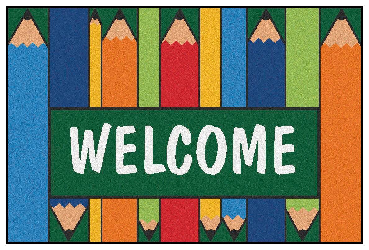 CARPETS FOR KIDS - KIDSVALUE COLORFUL PENCILS WELCOME - RECTANGLE - 4 FT X 6 FT - SPECIFY CARPET COLOR