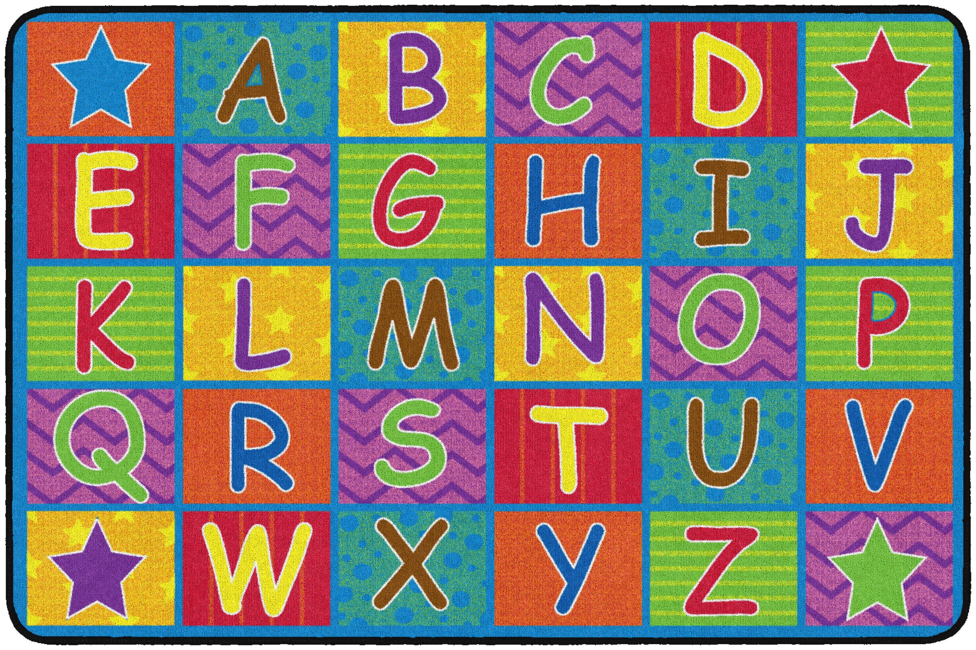 FLAGSHIP CARPETS - CHEERFUL ALPHABET - RECTANGLE - 6 FT X 8 FT 4 IN - SPECIFY CARPET COLOR