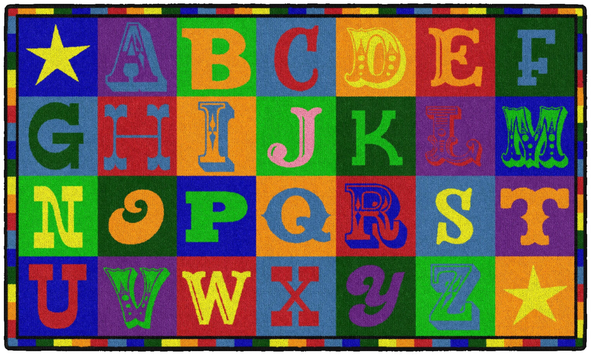 FLAGSHIP CARPETS - EARLY BLOCKS - RECTANGLE - 5 FT X 8 FT - SPECIFY CARPET COLOR