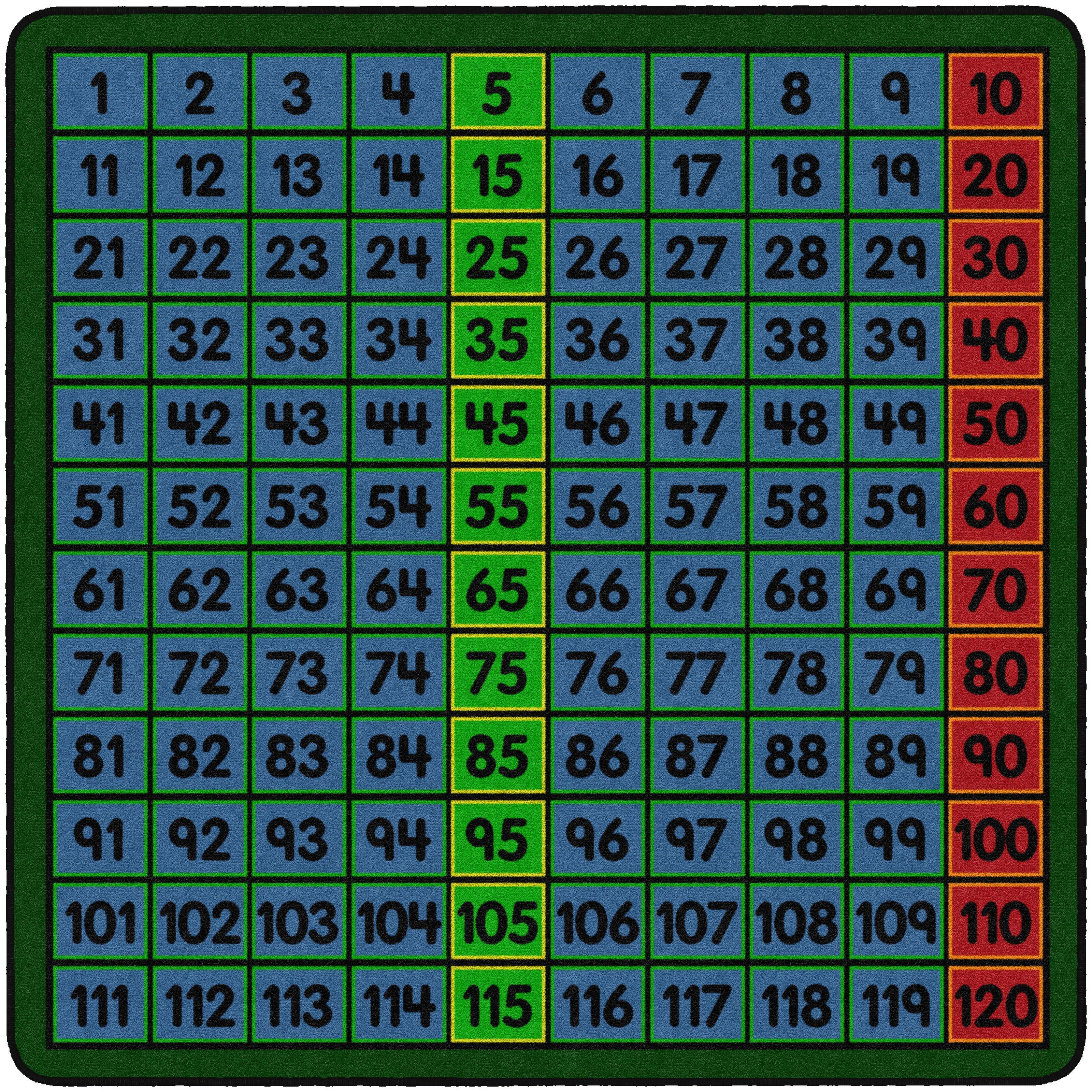 FLAGSHIP CARPETS - COUNTING TO 120 - SQUARE - 6 FT X 6 FT - SPECIFY CARPET COLOR