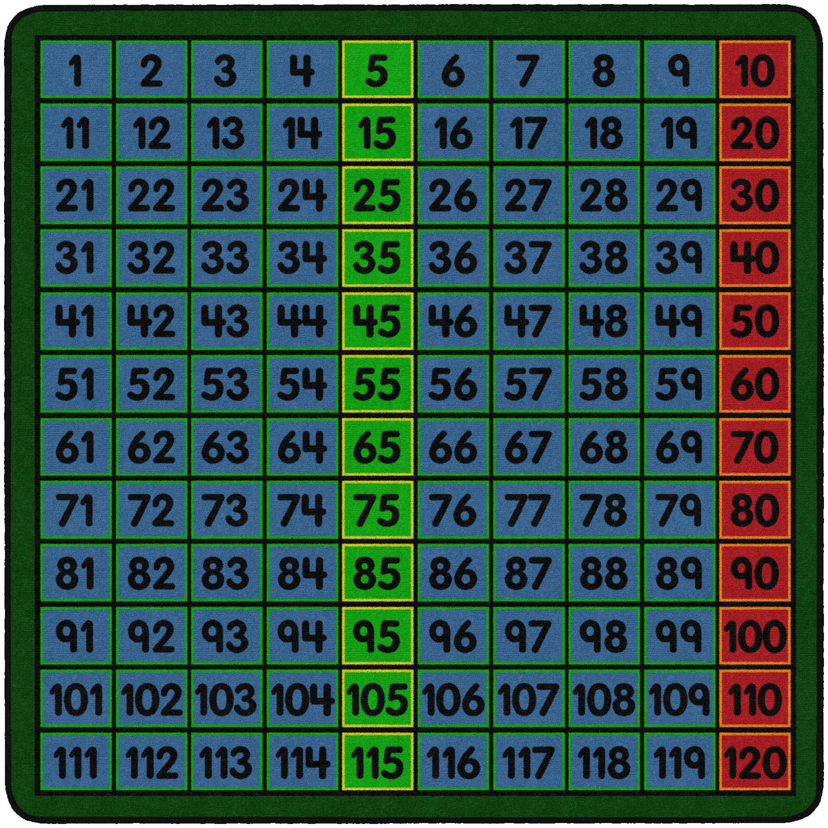 FLAGSHIP CARPETS - COUNTING TO 120 - SQUARE - 6 FT X 6 FT - SPECIFY CARPET COLOR