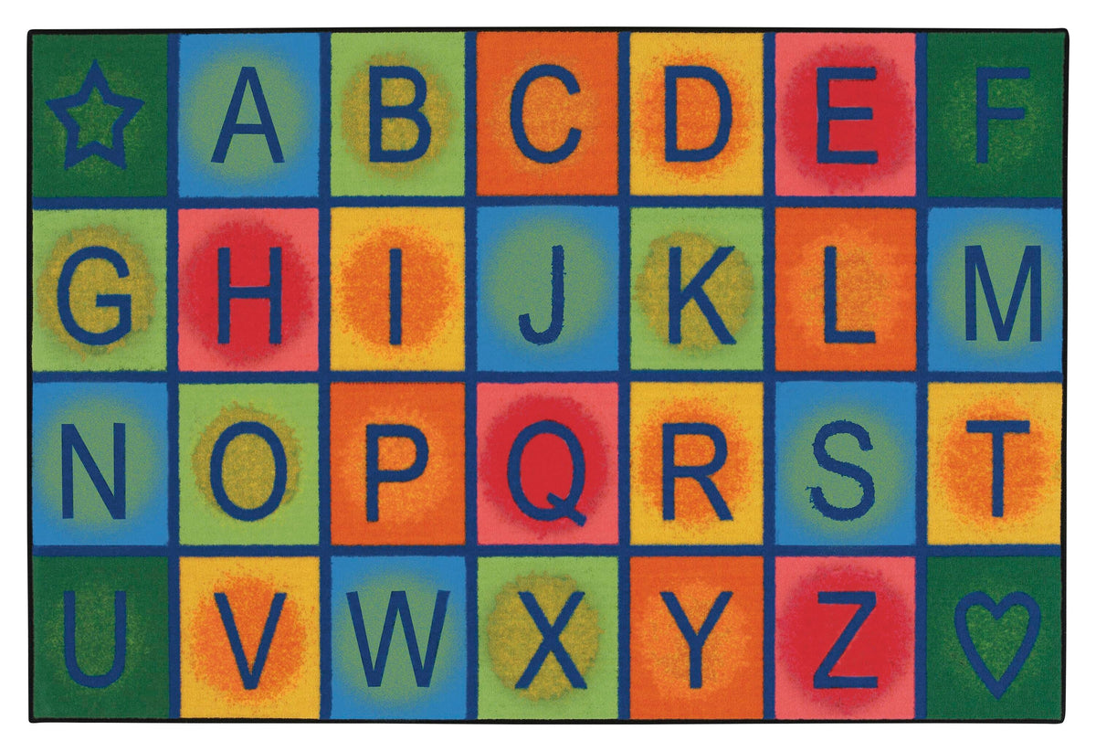 CARPETS FOR KIDS - KIDSVALUE SIMPLE ALPHABET BLOCKS - RECTANGLE - 4 FT X 6 FT - SPECIFY CARPET COLOR