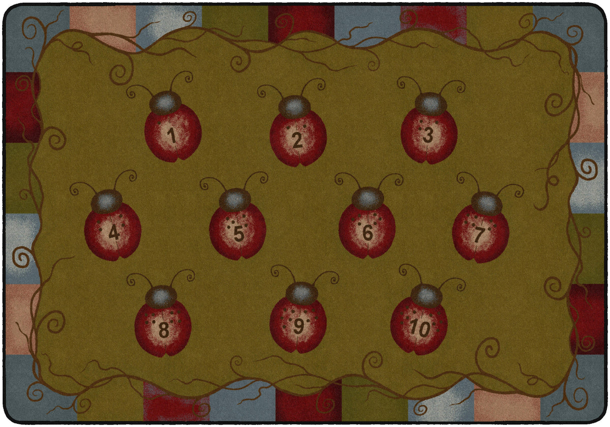 FLAGSHIP CARPETS - LADYBUG NUMBERS - RECTANGLE - 6 FT X 8 FT 4 IN - SPECIFY CARPET COLOR
