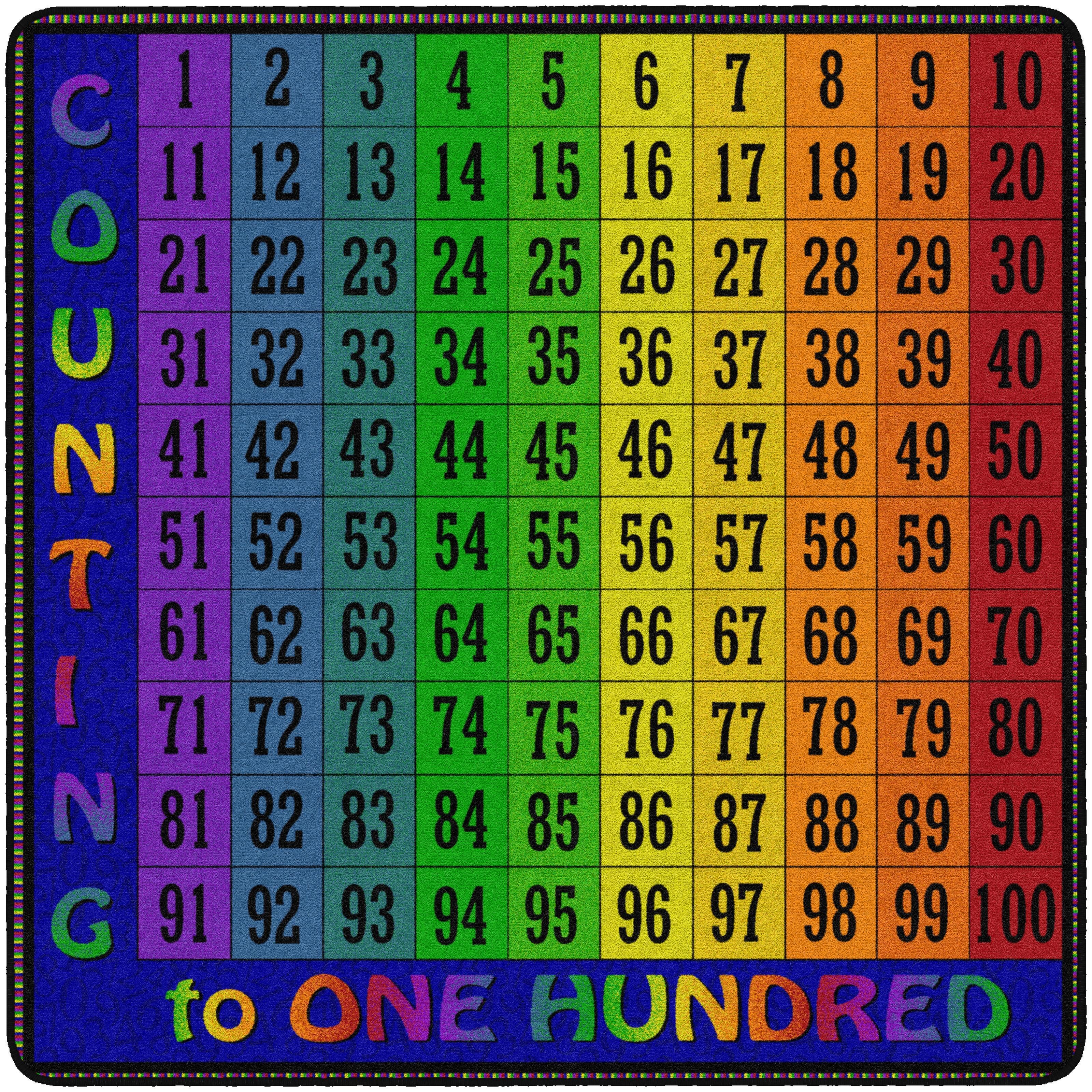 FLAGSHIP CARPETS - COUNTING TO 100 - SQUARE - 6 FT X 6 FT - SPECIFY CARPET COLOR