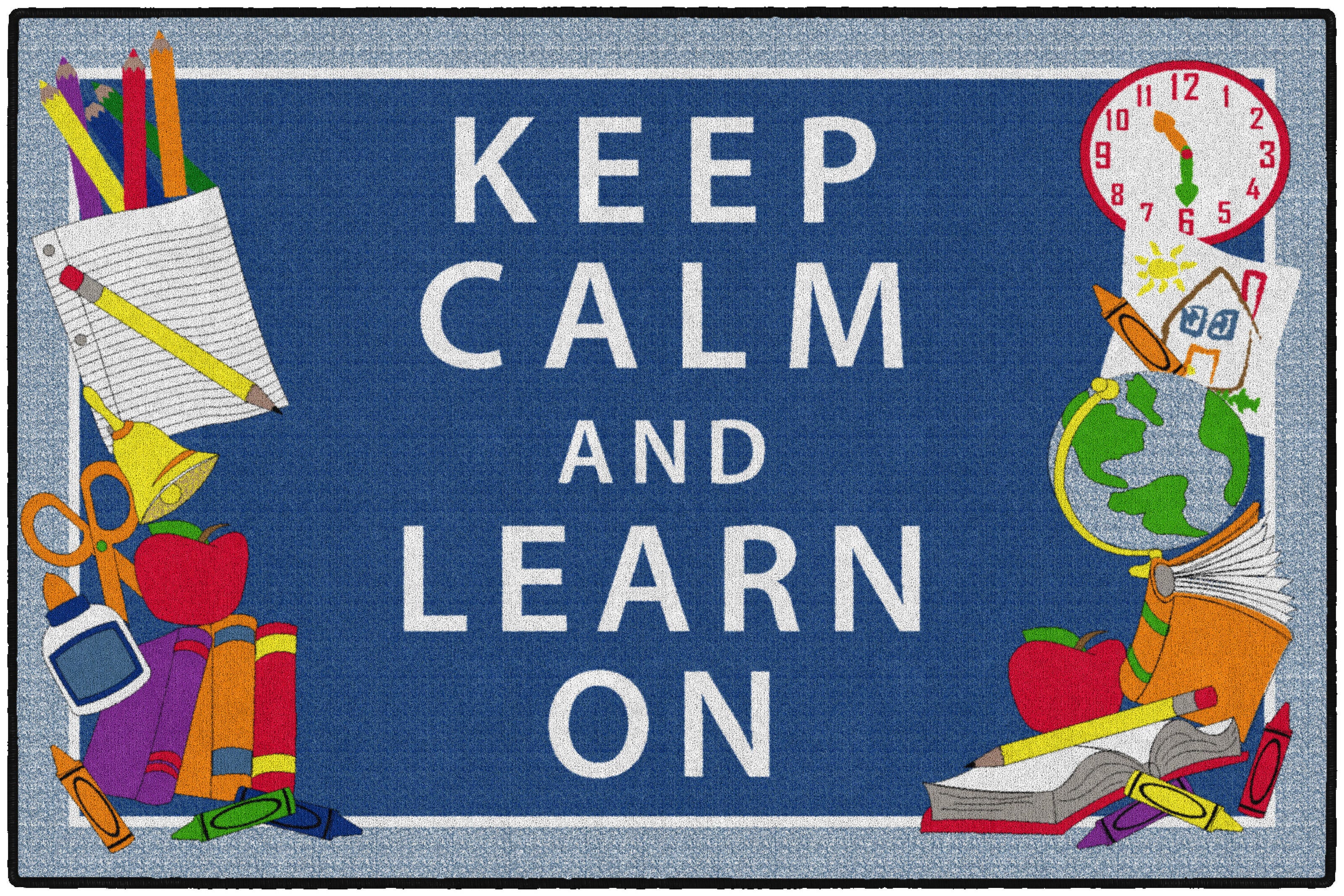FLAGSHIP CARPETS - KEEP CALM AND LEARN ON - RECTANGLE - 2 FT X 3 FT - SPECIFY CARPET COLOR