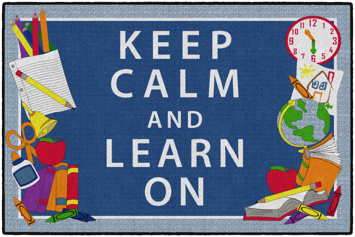 FLAGSHIP CARPETS - KEEP CALM AND LEARN ON - RECTANGLE - 2 FT X 3 FT - SPECIFY CARPET COLOR