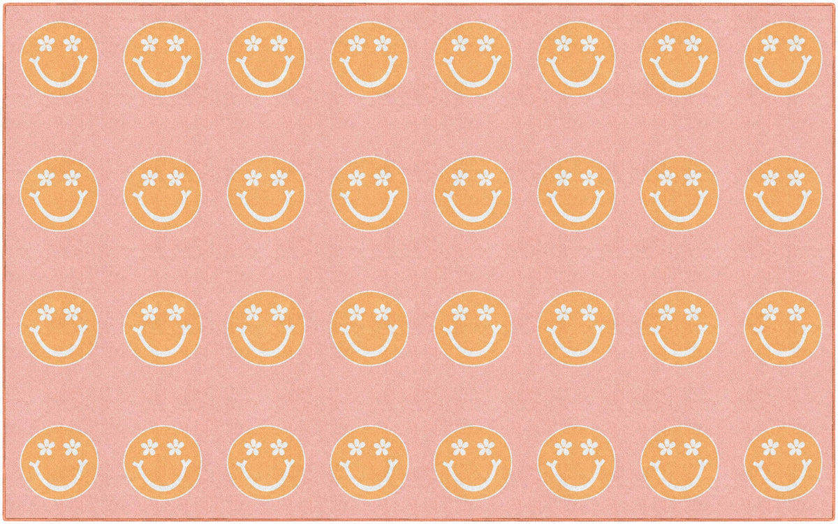 FLAGSHIP CARPETS SCHOOLGIRL STYLE - GOOD VIBES CRISS-CROSS HAPPY FACES - RECTANGLE - 7 FT 6 IN X 12 FT - SPECIFY CARPET COLOR