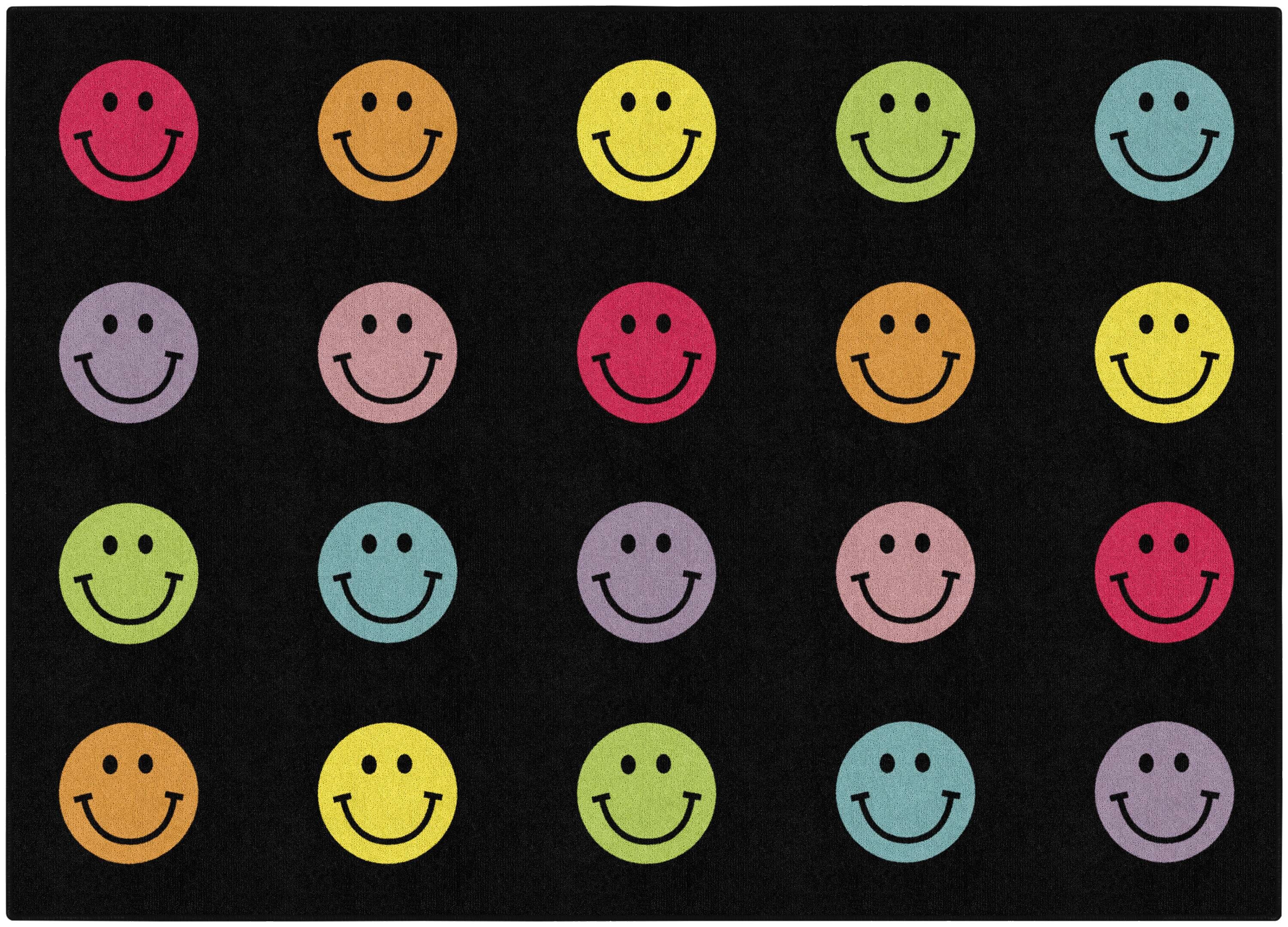 FLAGSHIP CARPETS SCHOOLGIRL STYLE - RAINBOW SMILEYS CRISS-CROSS APPLESAUCE - RECTANGLE - 5 FT X 7 FT 6 IN - SPECIFY CARPET COLOR