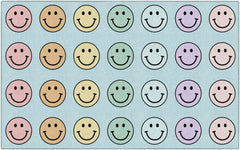 FLAGSHIP CARPETS SCHOOLGIRL STYLE - RAINBOW SMILEYS CRISS-CROSS APPLESAUCE - RECTANGLE - 7 FT 6 IN X 12 FT - SPECIFY CARPET COLOR