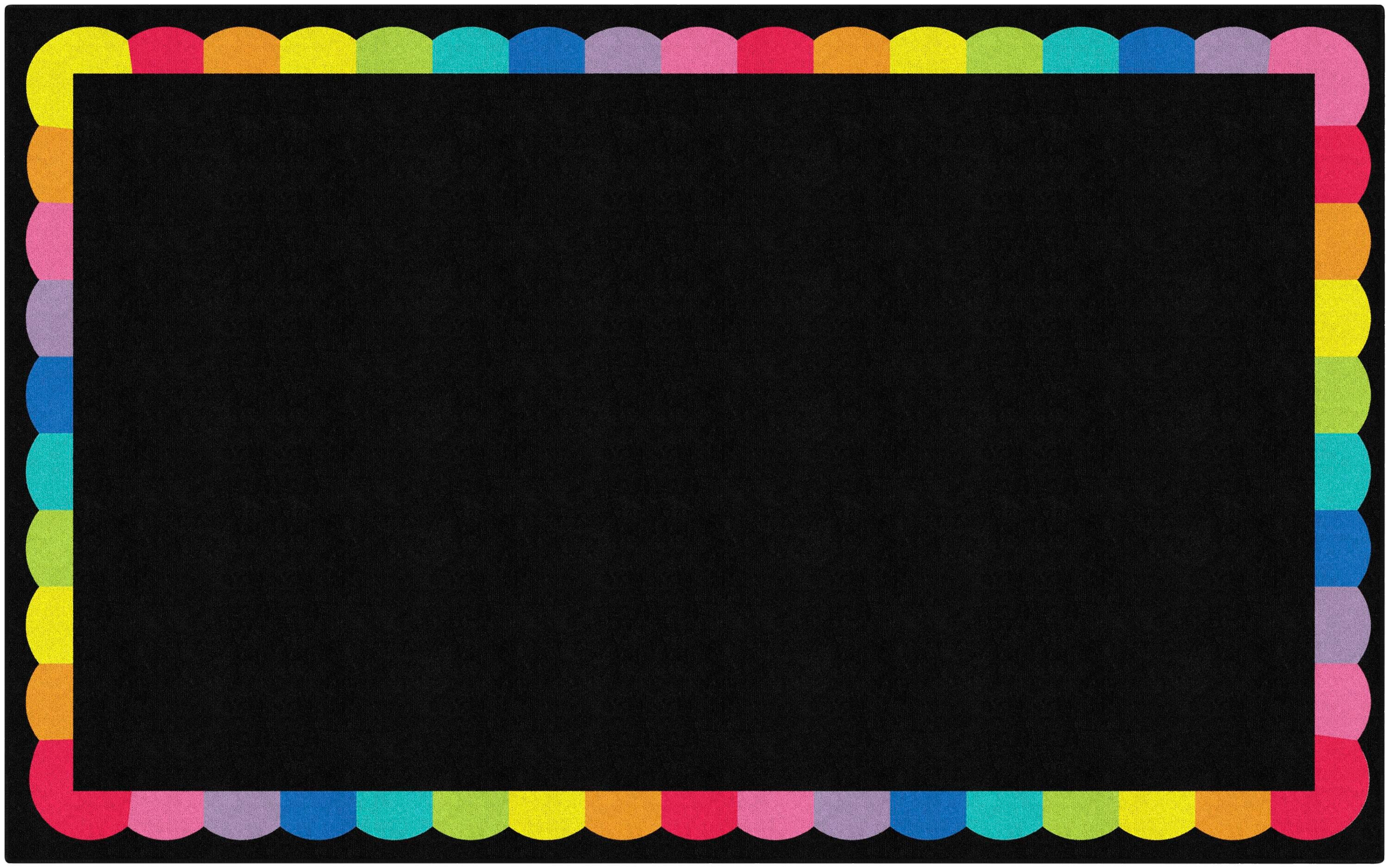 FLAGSHIP CARPETS SCHOOLGIRL STYLE - RAINBOW SCALLOP BORDER - RECTANGLE - 7 FT 6 IN X 12 FT - SPECIFY CARPET COLOR