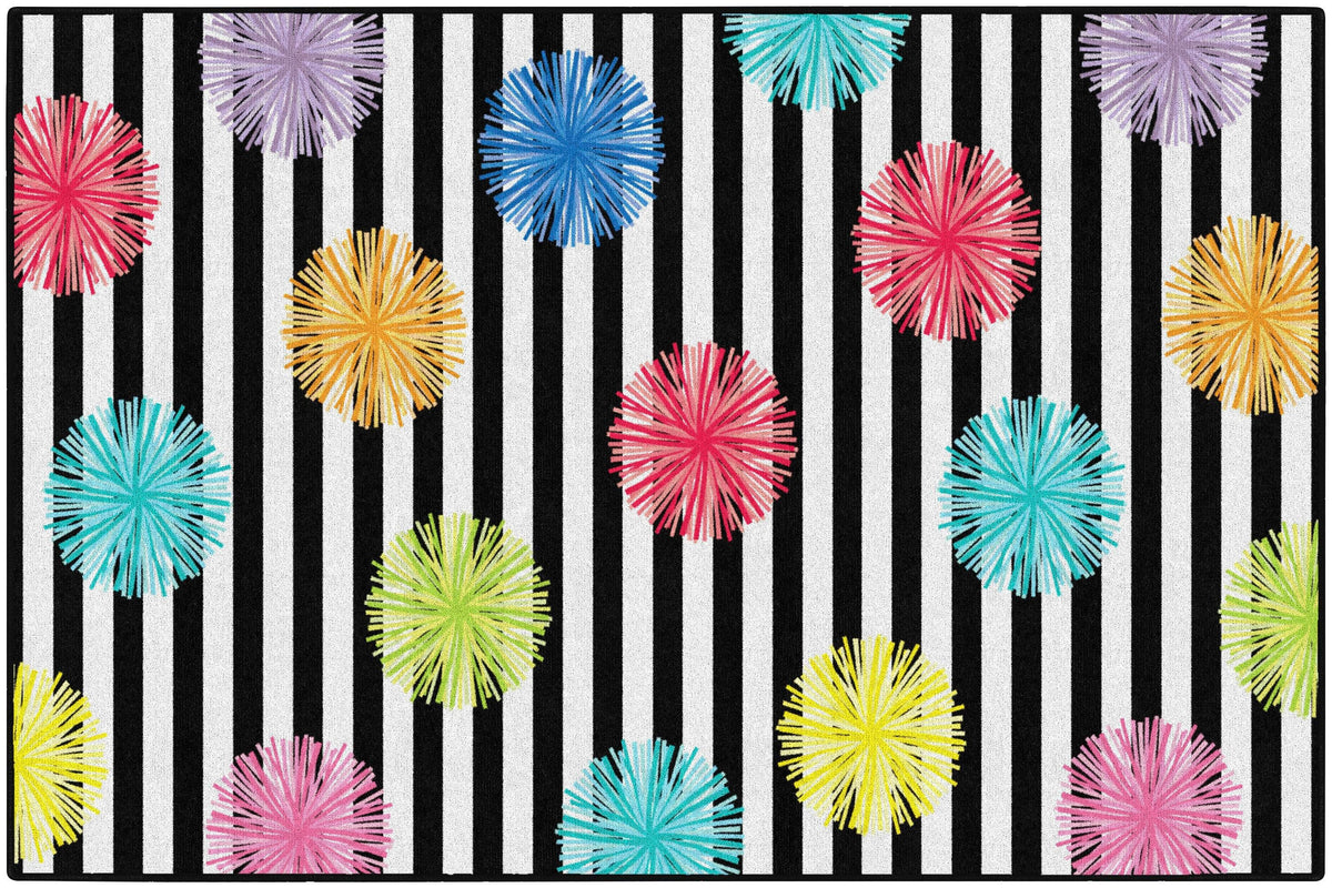 FLAGSHIP CARPETS SCHOOLGIRL STYLE - JUST TEACH BLACK AND WHITE POMS - RECTANGLE - 5 FT X 7 FT 6 IN - SPECIFY CARPET COLOR