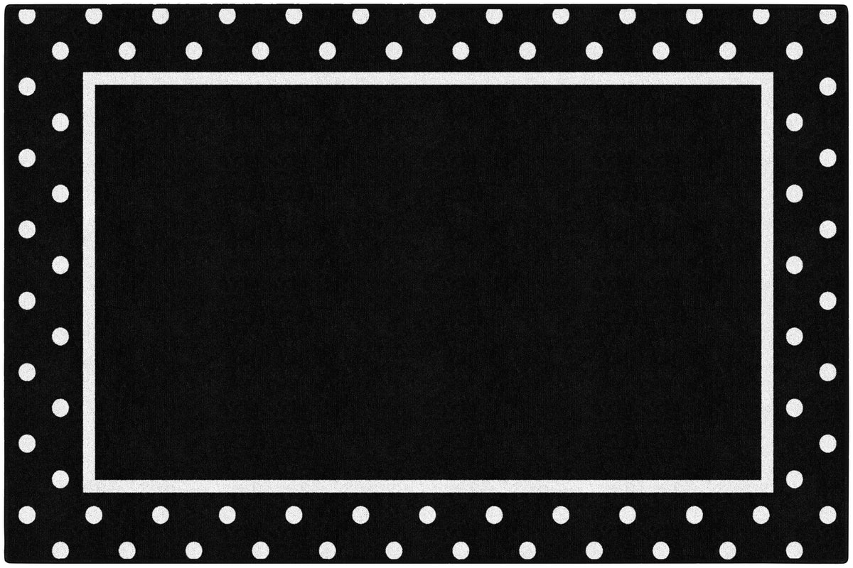 FLAGSHIP CARPETS SCHOOLGIRL STYLE - SIMPLY STYLISH TROPICAL BLACK AND WHITE POLKA DOT BORDER - RECTANGLE - 7 FT 6 IN X 12 FT - SPECIFY CARPET COLOR