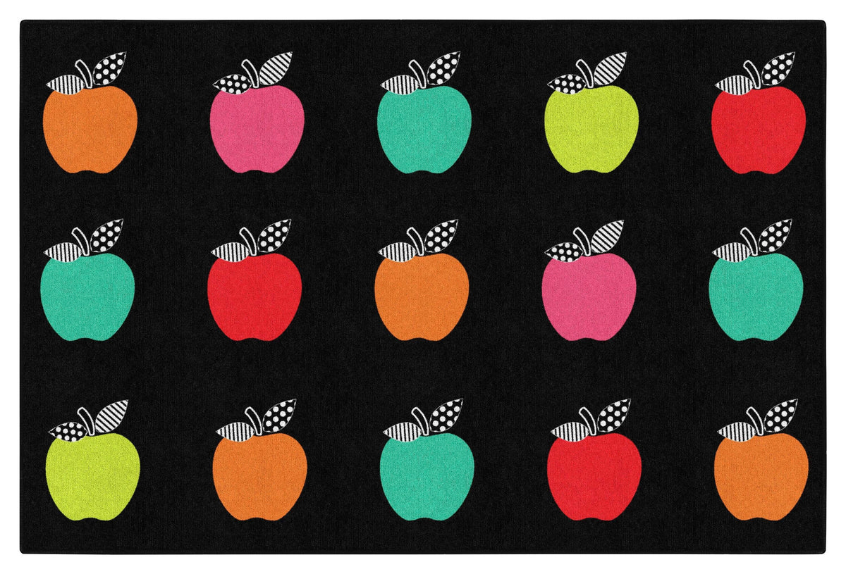 FLAGSHIP CARPETS SCHOOLGIRL STYLE - BLACK WHITE AND STYLISH BRIGHTS APPLE SIT SPOTS - RECTANGLE - 5 FT X 7 FT 6 IN - SPECIFY CARPET COLOR