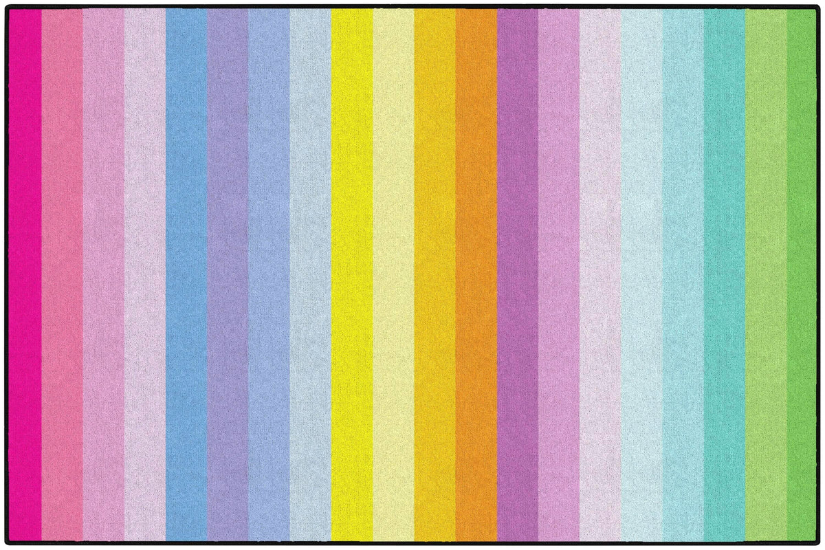 FLAGSHIP CARPETS SCHOOLGIRL STYLE - VERTICAL RAINBOW STRIPES - RECTANGLE - 5 FT X 7 FT 6 IN - SPECIFY CARPET COLOR